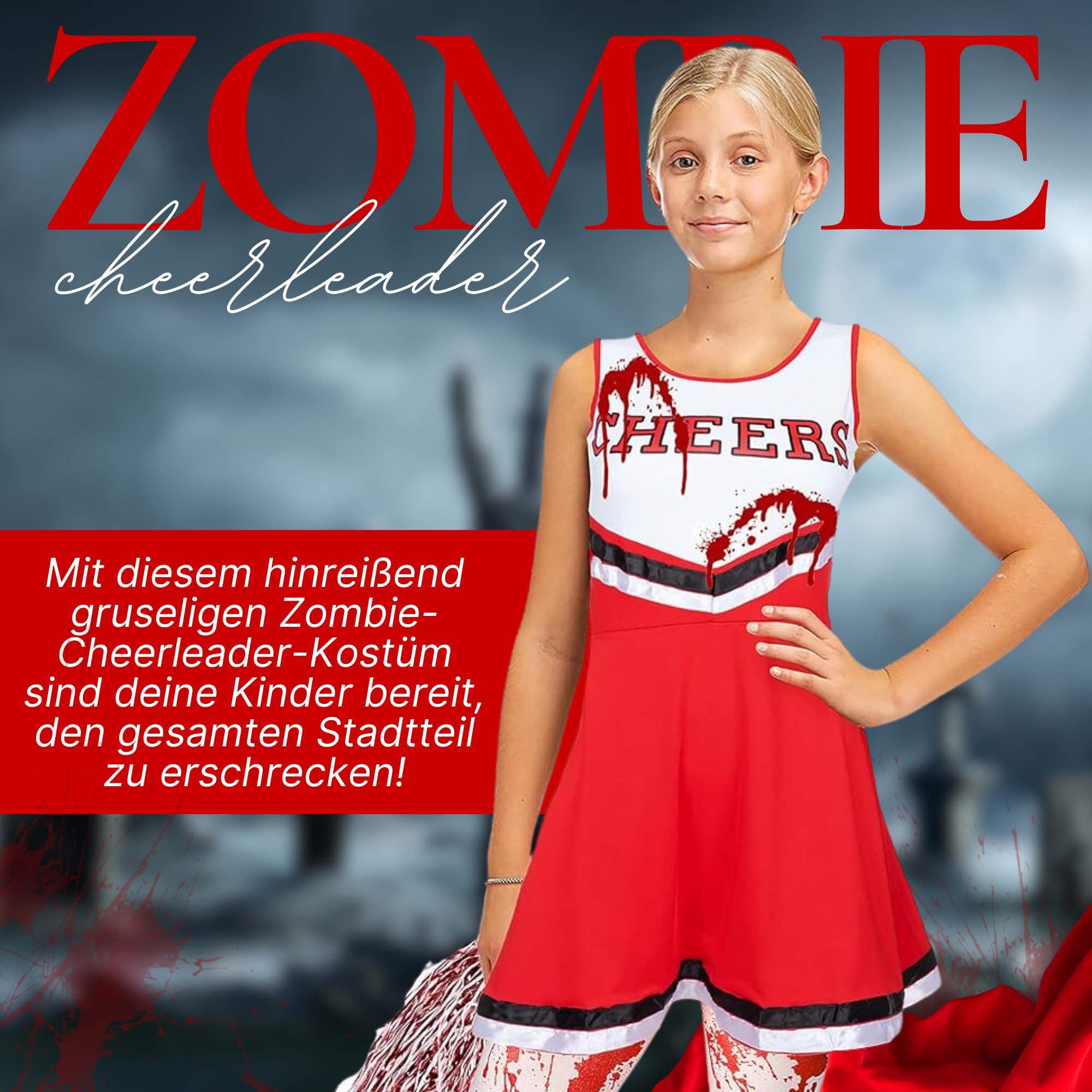Bundviel Zombie-Kostüm Mädchen Zombie Cheerleader Halloween Kostüm Halloween Partys Outfit