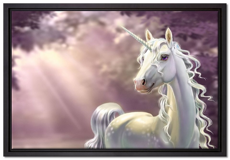 70x70 cm/Wandbild/Kunstdruck/fertig bespannt Pixxprint Einhorn läuft über Hängebrücke als Leinwandbild Quadratisch/Größe 70x70 cm/Wandbild/Kunstdruck/fertig bespannt Pixxprint Einhorn läuft über Hängebrücke als Leinwandbild Quadratisch/Größe
