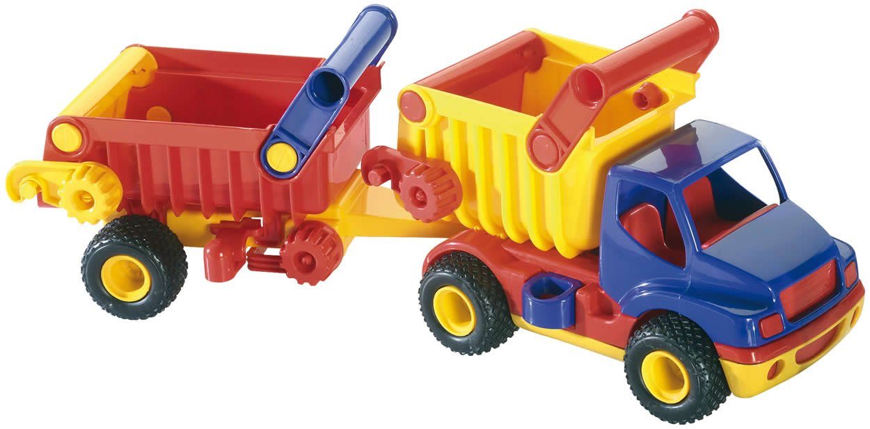 WADER QUALITY TOYS Spielzeug-Kipper ConsTruck Muldenkipper mit Kippanhänger Lastwagen
