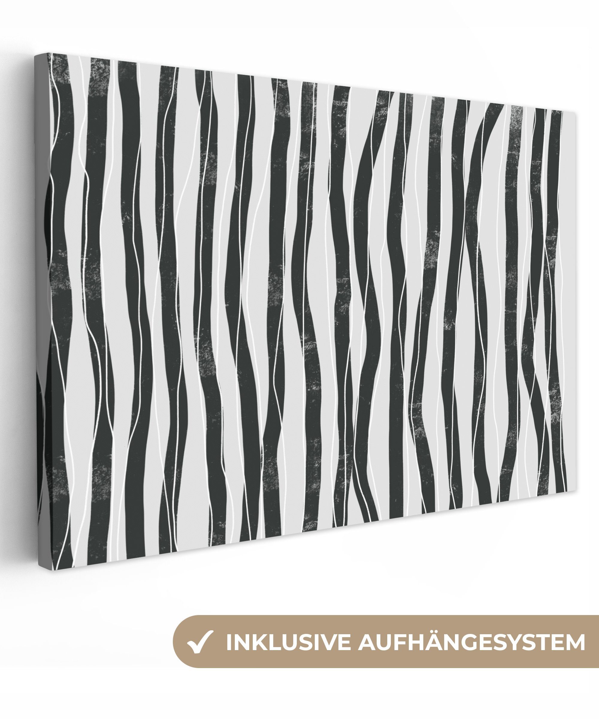 OneMillionCanvasses® Leinwandbild Kunst - Abstrakt - Linien - Schwarz - Wei günstig online kaufen