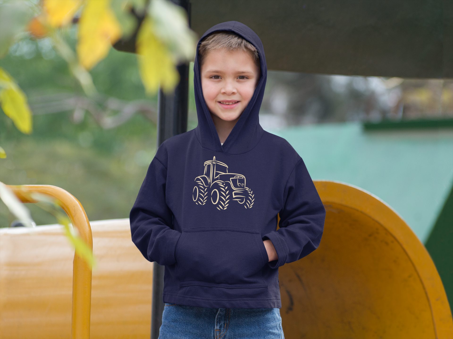 Baddery Kapuzenpullover Kinder Hoodie: "Traktor" - Trecker - Bauernhof Pulli, hochwertiger Siebdruck