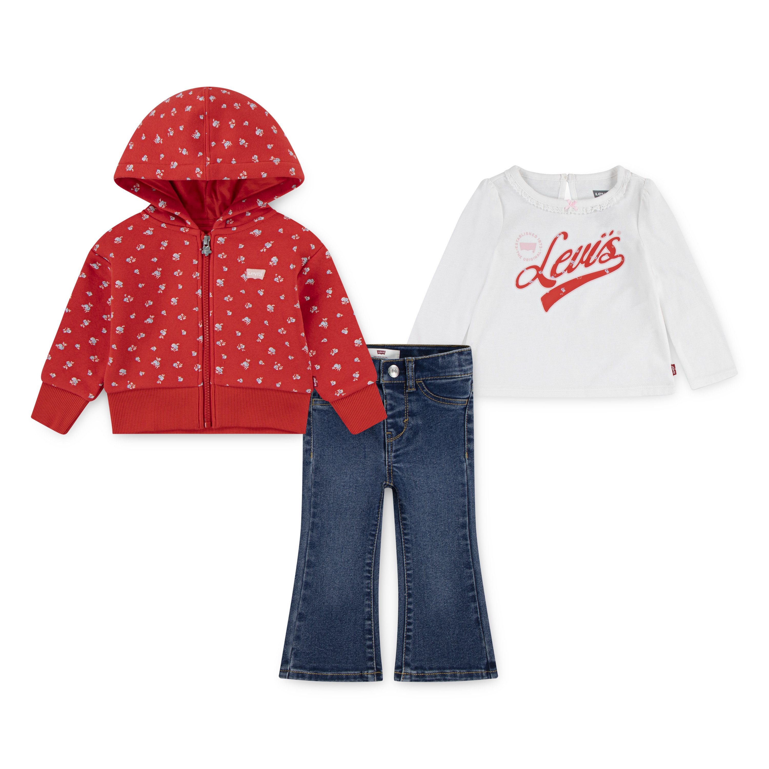 Levi's® Kids Neugeborenen-Geschenkset LVG,PC FZ TEE,JEANS SET (Set, 3-tlg) perfekt abgestimmt - for GIRLS