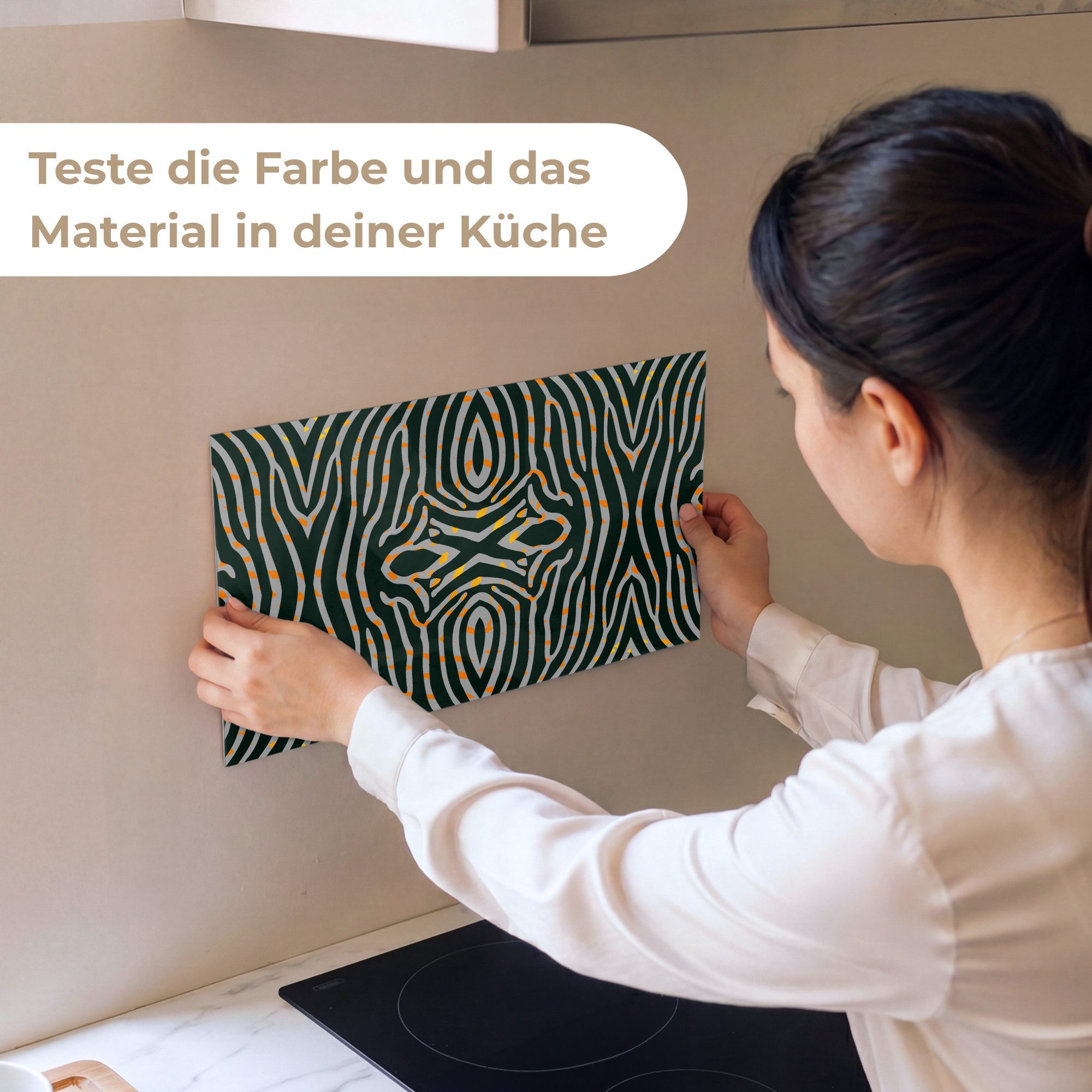 KitchenYeah Küchenrückwand Muster selbstklebend (keine Folie) Zebra - Tiermuster - Muster, (1-tlg), Spritzschutz, Küche, Rückwand, Küchenwand, Küchenfront, 30x20 cm