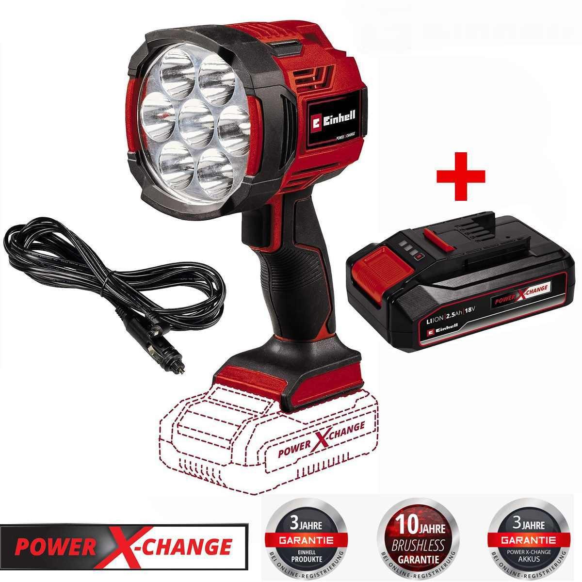 Einhell LED Taschenlampe Lampe TE-CL 18/2500 LiAC-Akku 2.5 Ah OHNE Ladegerät 18V, 2500lm 7 LED
