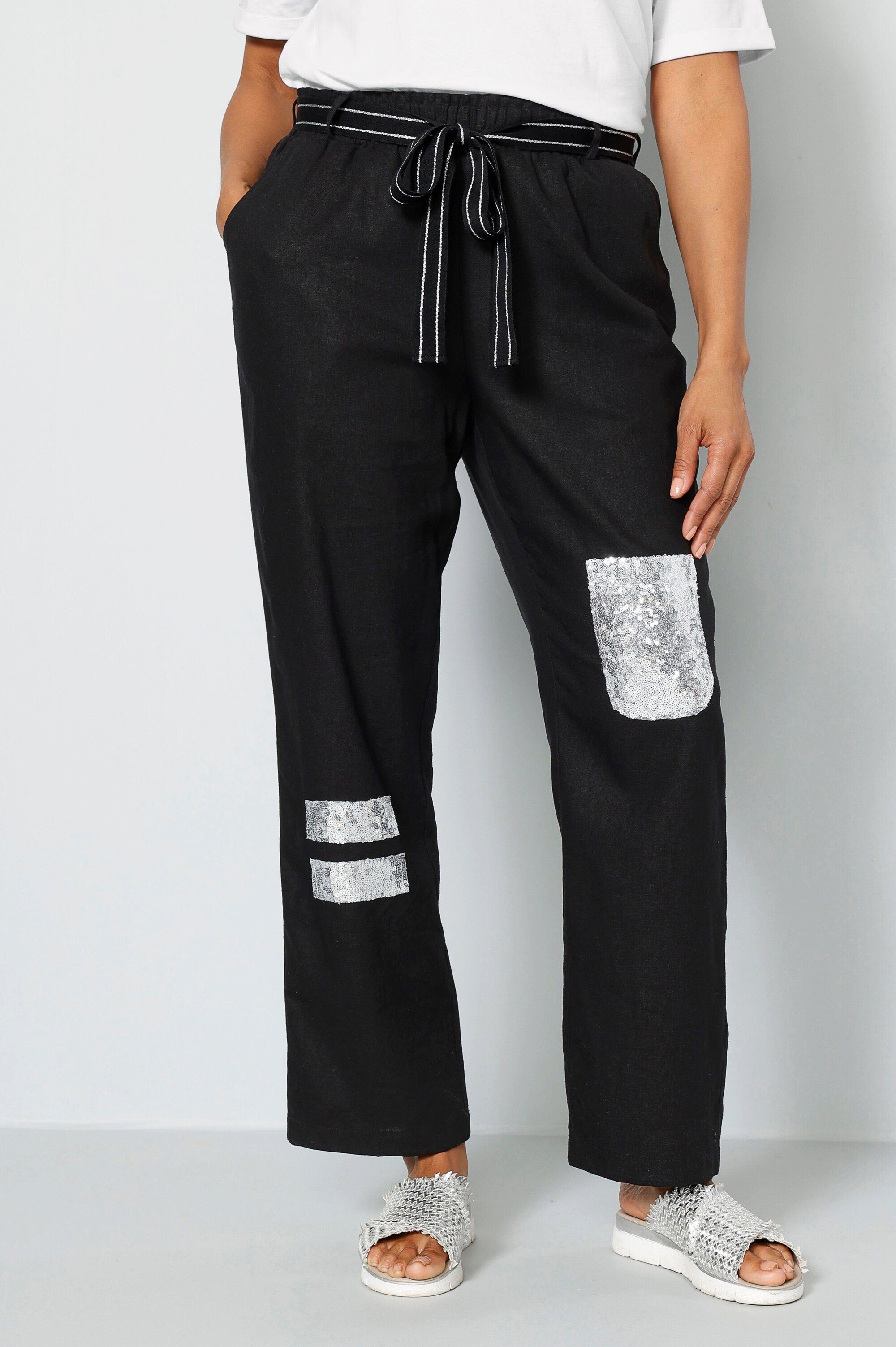 MIAMODA Schlupfhose Hose Straight Fit Pailletten günstig online kaufen