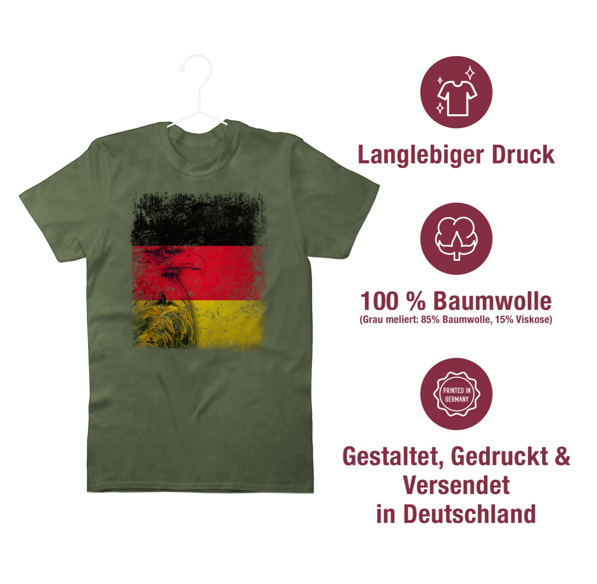 Shirtracer T-Shirt Deutschland WM Fussball Grün EM Flagge 02 2024 Army Adler