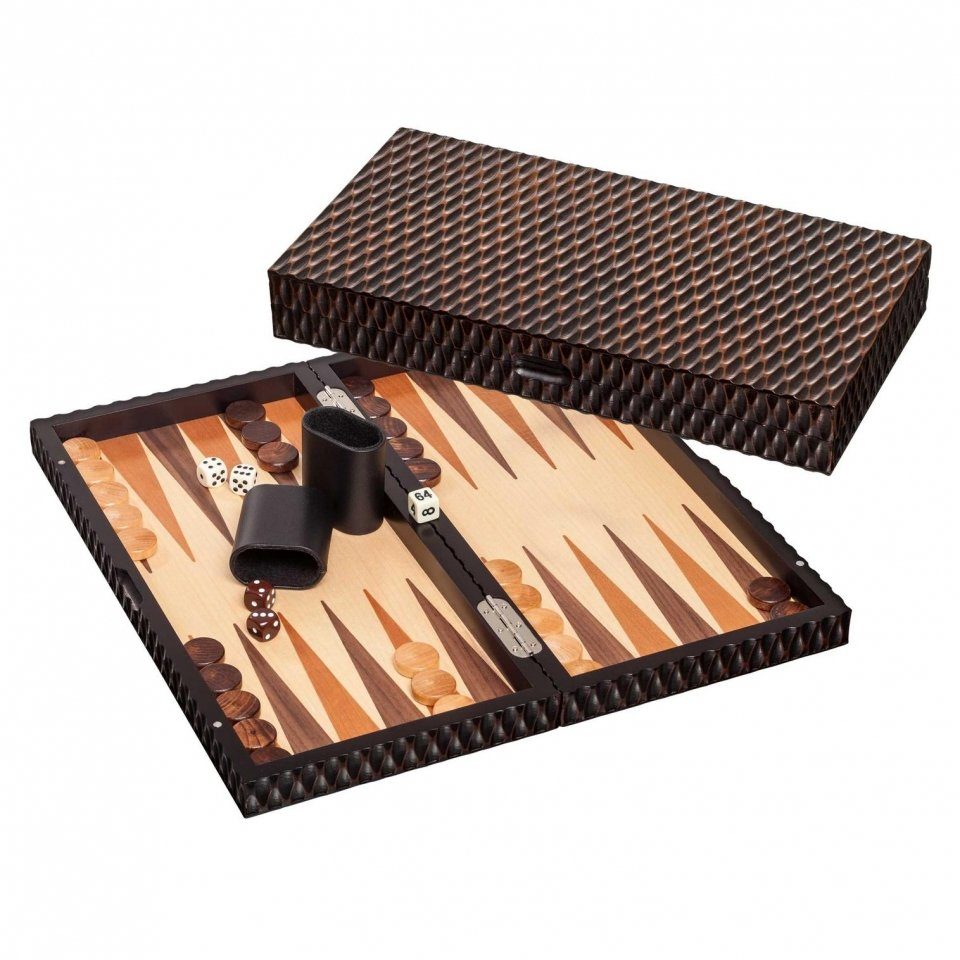 Philos Backgammon Ios Medium – Erle-Kassette Mit Wurzelholzdesign, Magnetverschluss, Maße 345 X 200 X 55 Mm