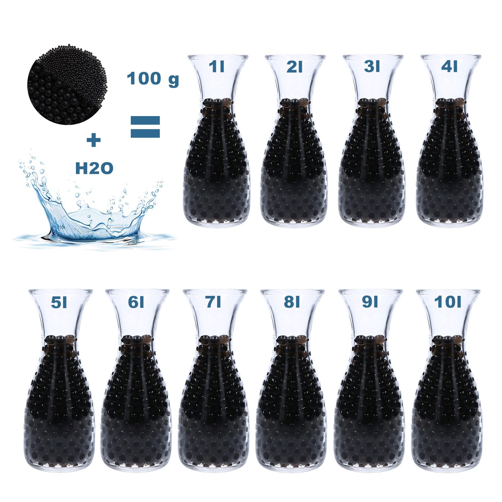 trendfinding Deko-Granulate 100 g Hydroperlen Deko Granulat, (3,5-4 mm, Schwarz)