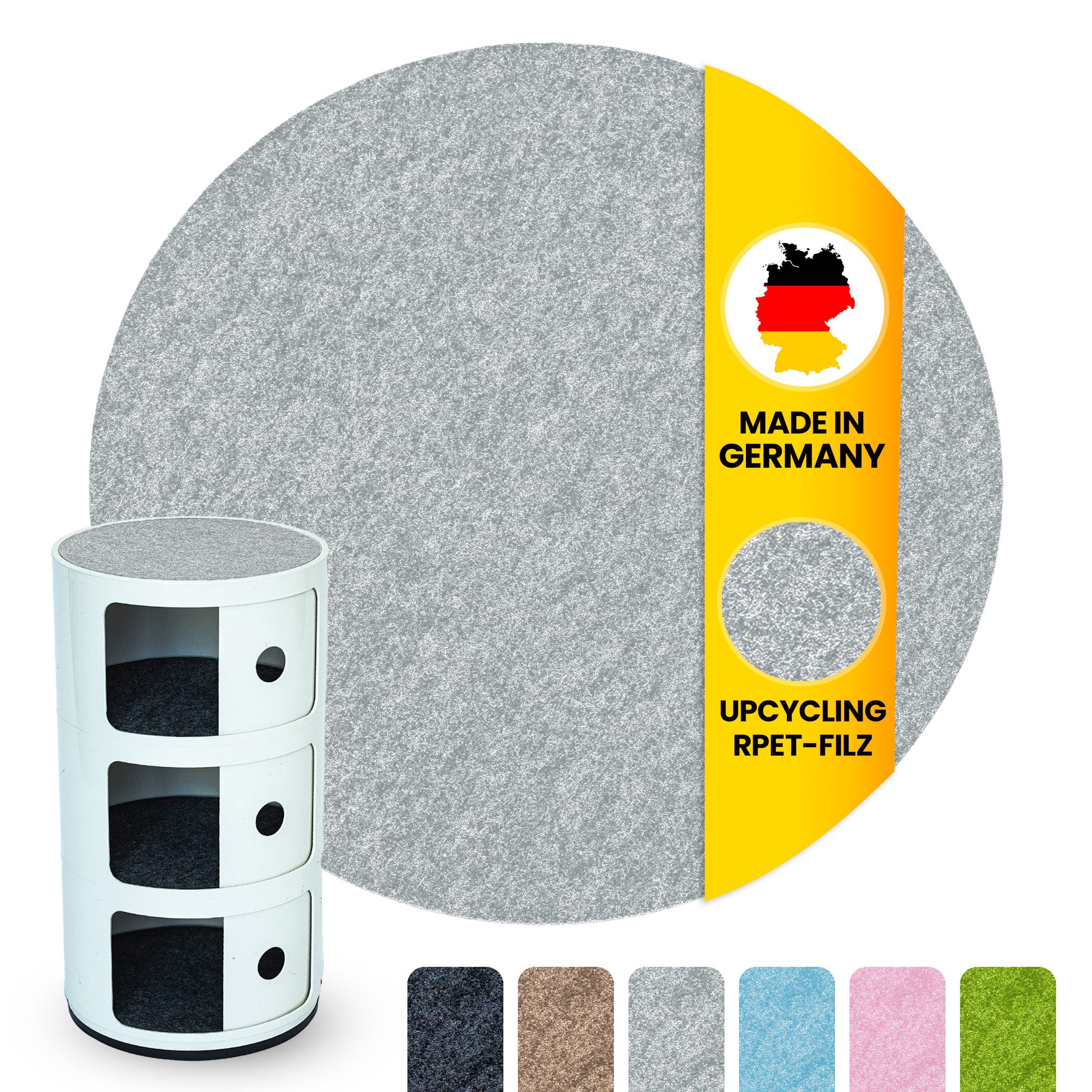 Easy and Green Nachttisch Rund Filzauflage 30cm für Kartell Componibili - M günstig online kaufen