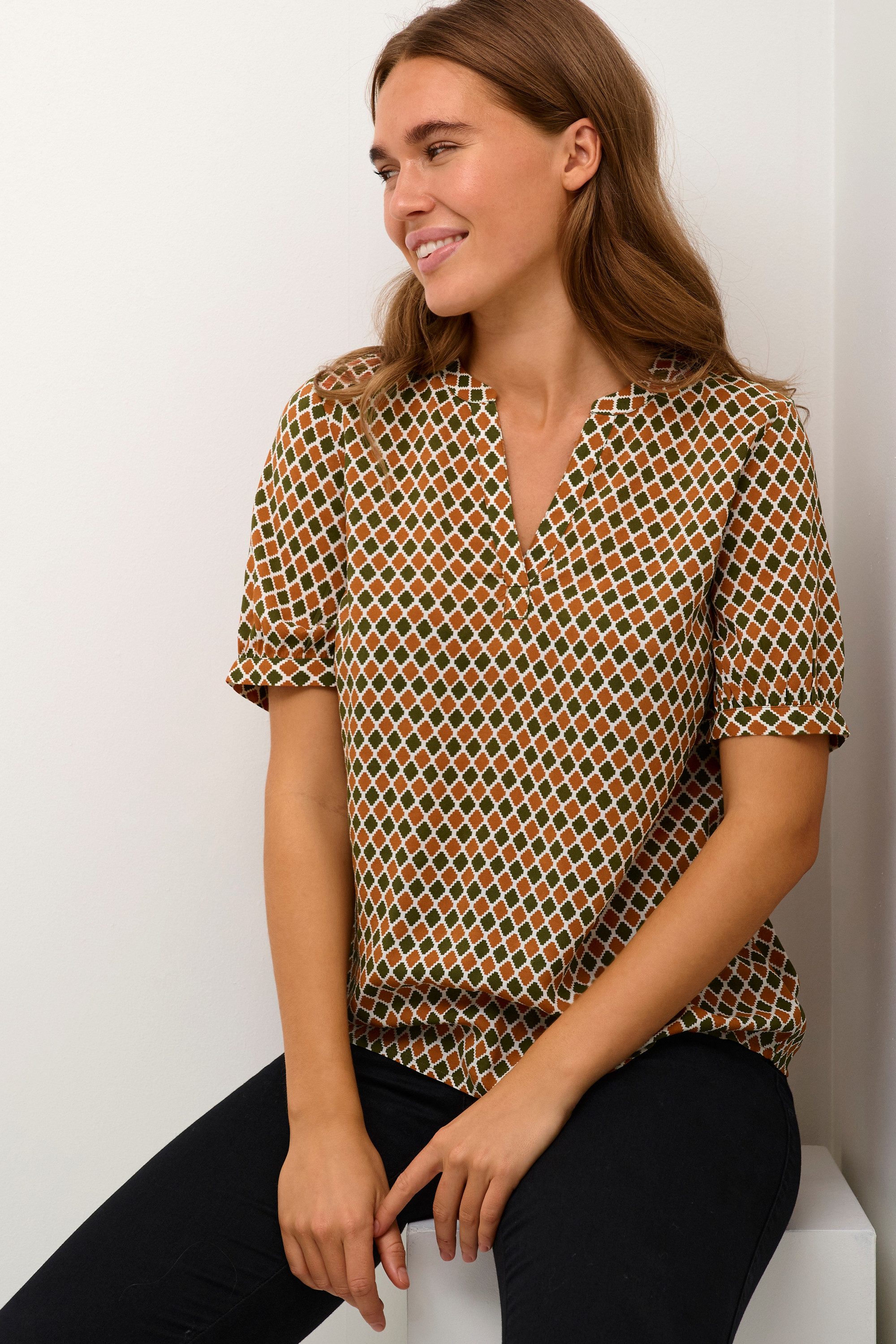 KAFFE Kurzarmbluse Kurzarm-Bluse KAsally