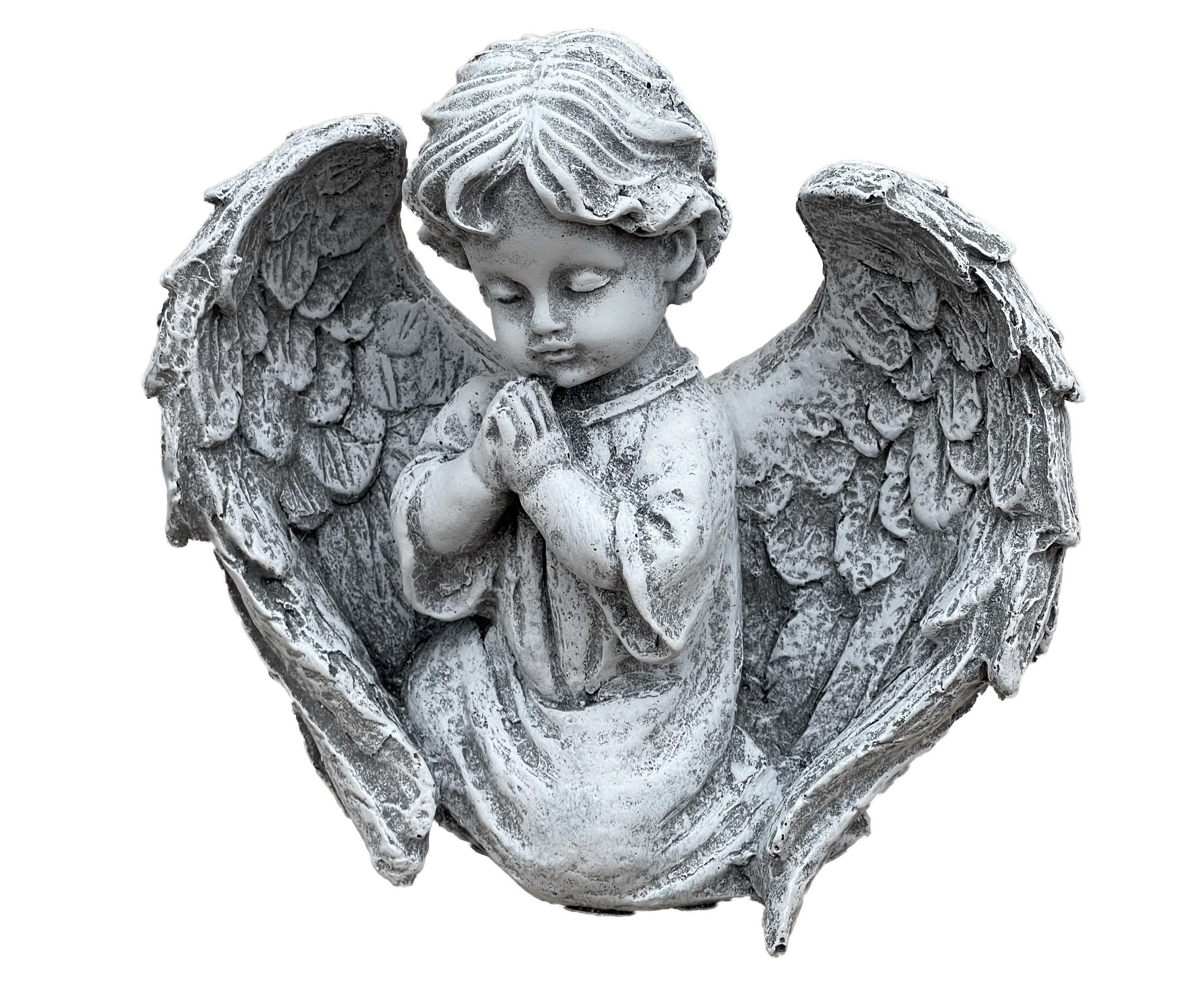 Stone and Style Engelfigur Steinfigur betendes Engelchen Engel frostfest
