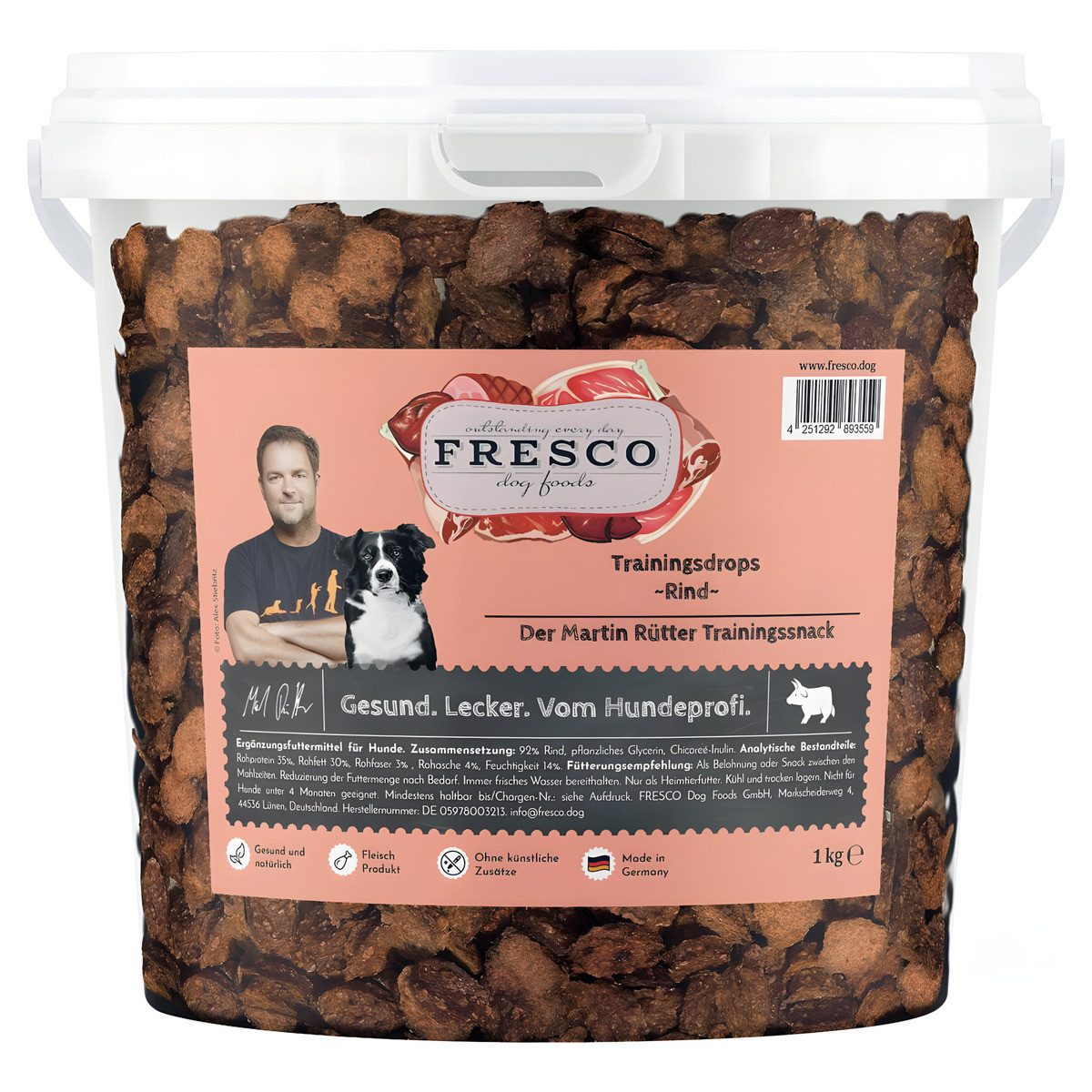 Fresco Martin Rütter Trainingsdrops Rind 1 kg Eimer, für: Hund
