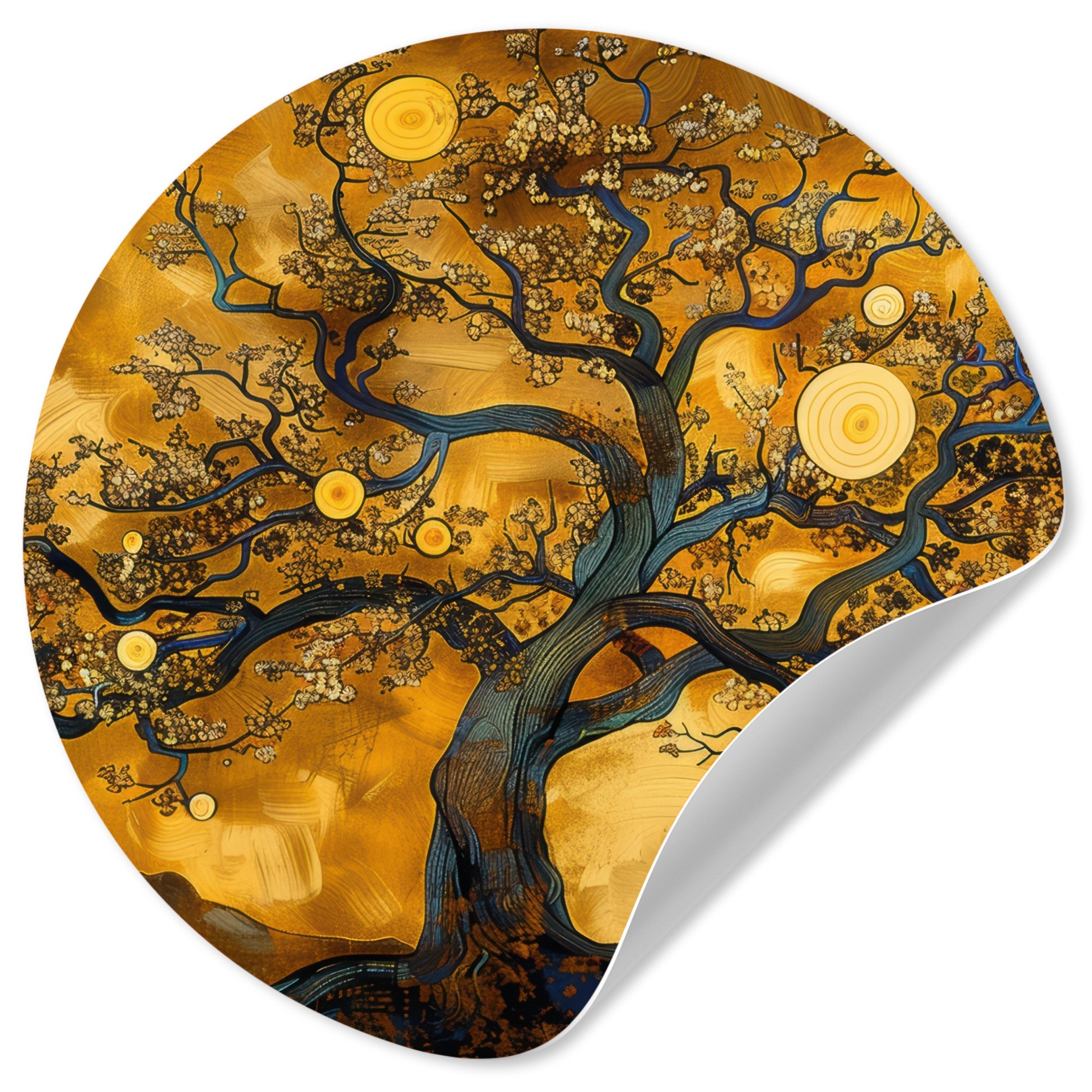 MuchoWow Wandsticker Baum - Baum des Lebens - Abstrakt - Gold (1 St), Wandtattoo Selbstklebend, Wohnzimmer Deko Aufkleber, 30x30 cm
