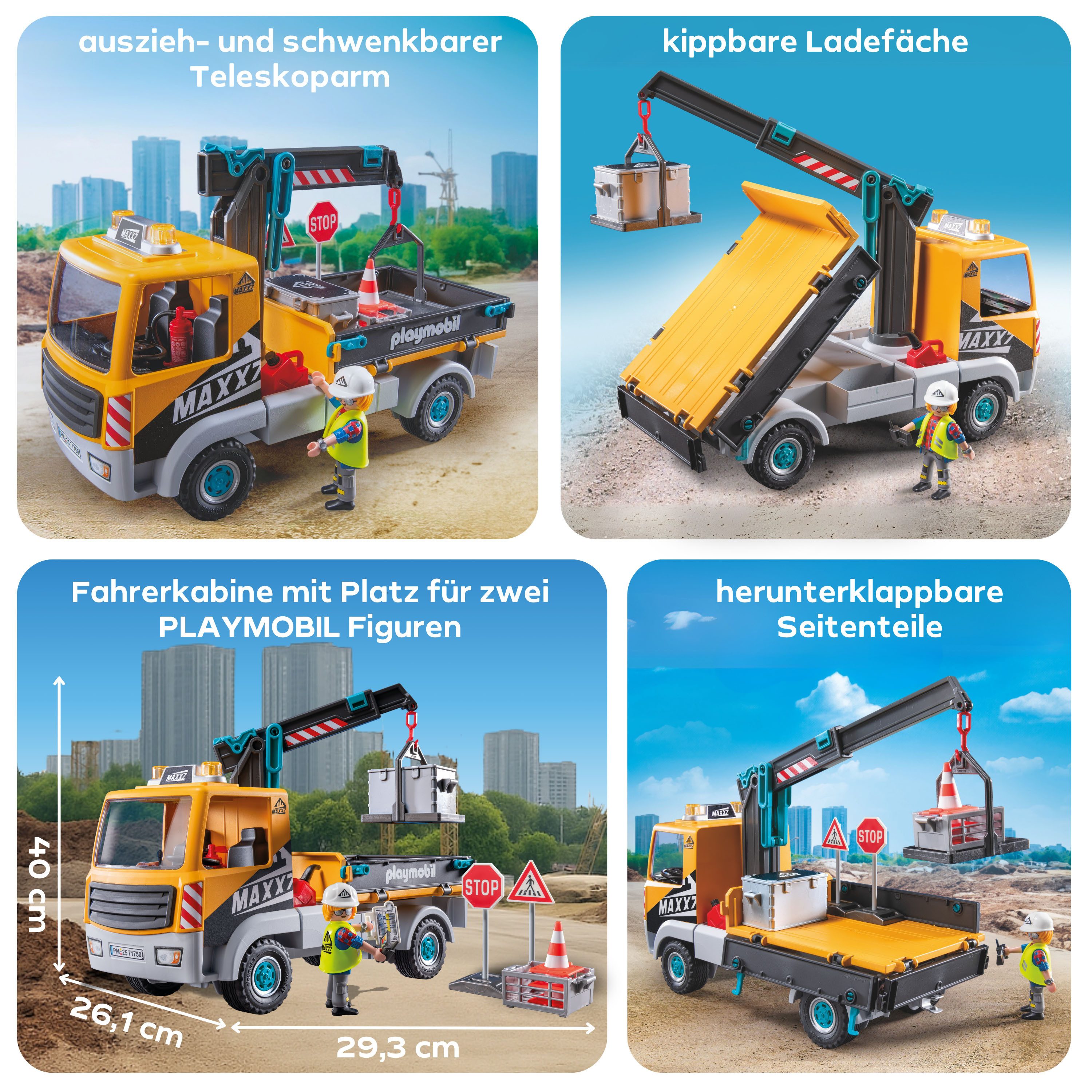 Playmobil® Baustellen-LKW mit Kran (71750), Playmobil Action Heroes Konstruktions-Spielset, (55 St) – Bild 4 von 5