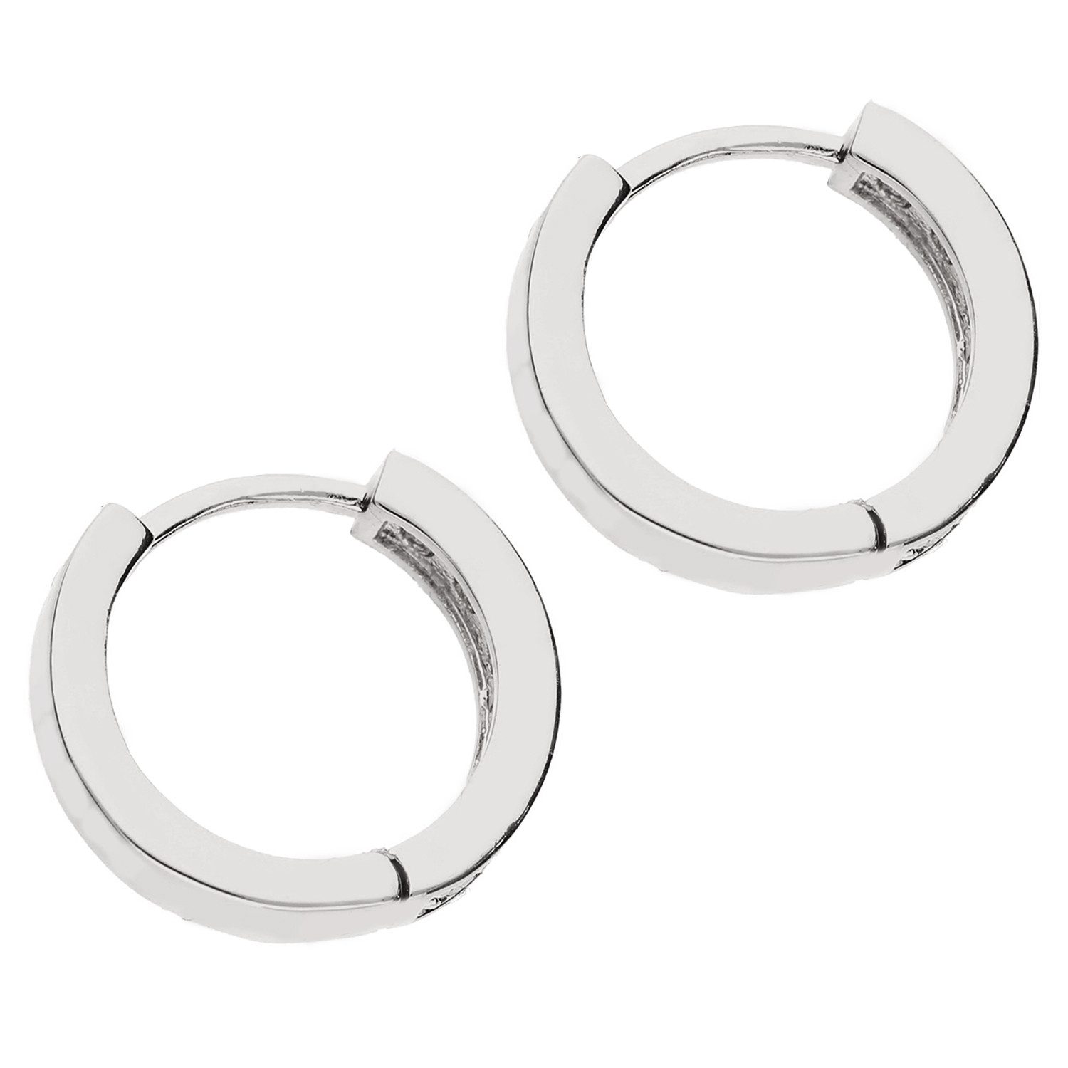 LÖB Paar Creolen Silber Damen Creolen Ohrringe Zirkonia Glitzer Steine Klein Rund (Geschenke für Frauen Damen Beste Freundin Mutter Mama Ehefrau Oma sie zum Geburtstag Schmuck Sommer, Inkl. Schmuckbox), Klappcreolen Kreolen Huggie Ohrstecker Strass Brautschmuck Braut