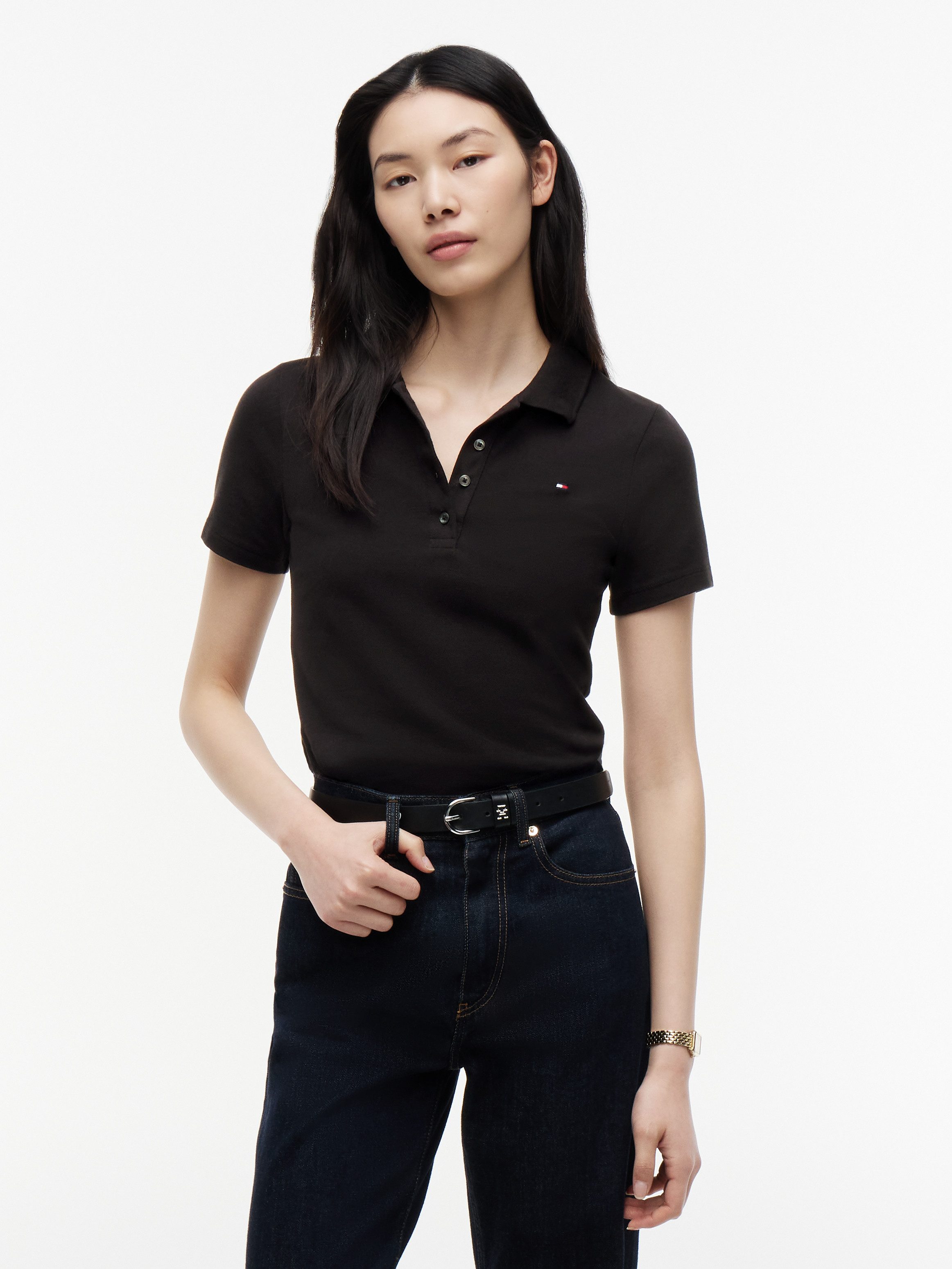 Tommy Hilfiger Poloshirt 1985 SLIM PIQUE POLO SHORT SLEEVE mit Tommy Hilfiger Logo-Flag