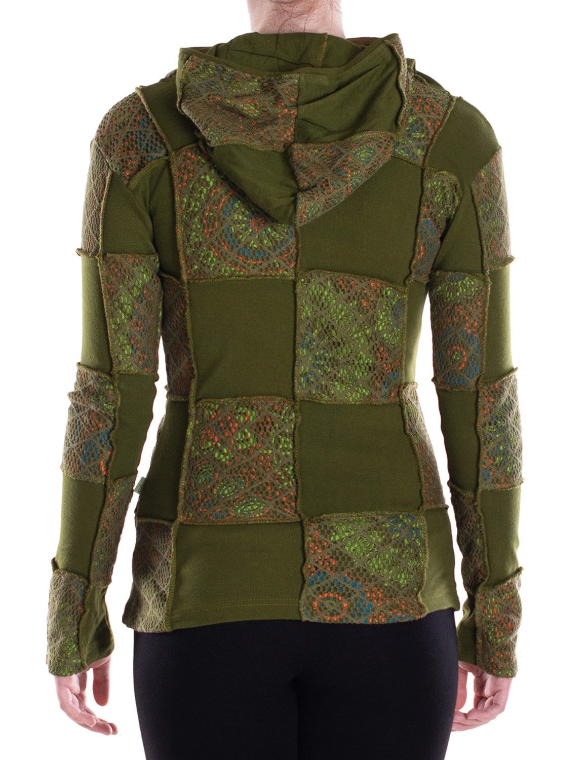 Vishes Kapuzensweatjacke Damen-Jacke Blumen-Sweatjacke Hippie-Jacke Spitzen Kapuzenjacke Gothik, Elfen, Boho Style, Alternative Bekleidung
