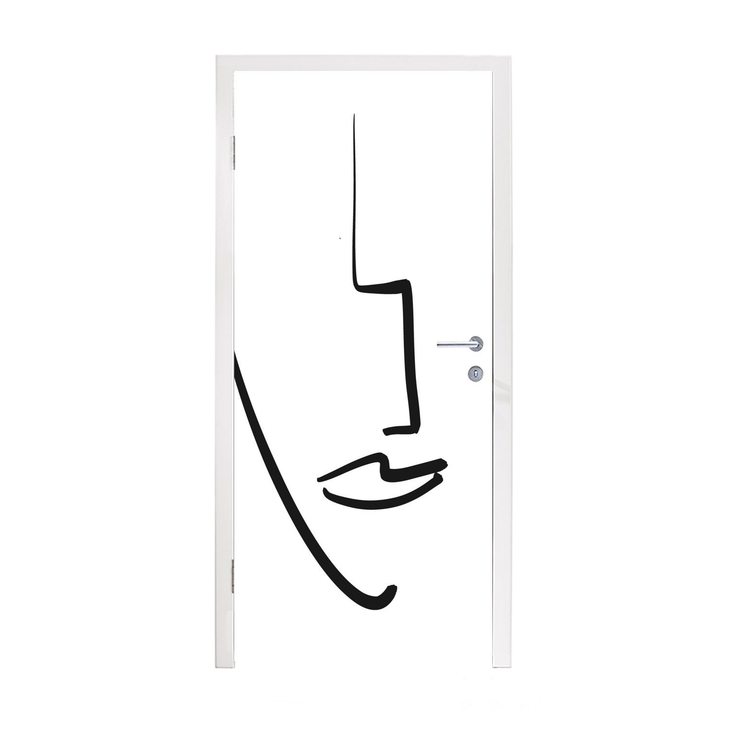 MuchoWow Türtapete - Türaufkleber, Matt, bedruckt, Gesicht Frau (1 cm - für 75x205 Fototapete Minimalismus, St), Tür