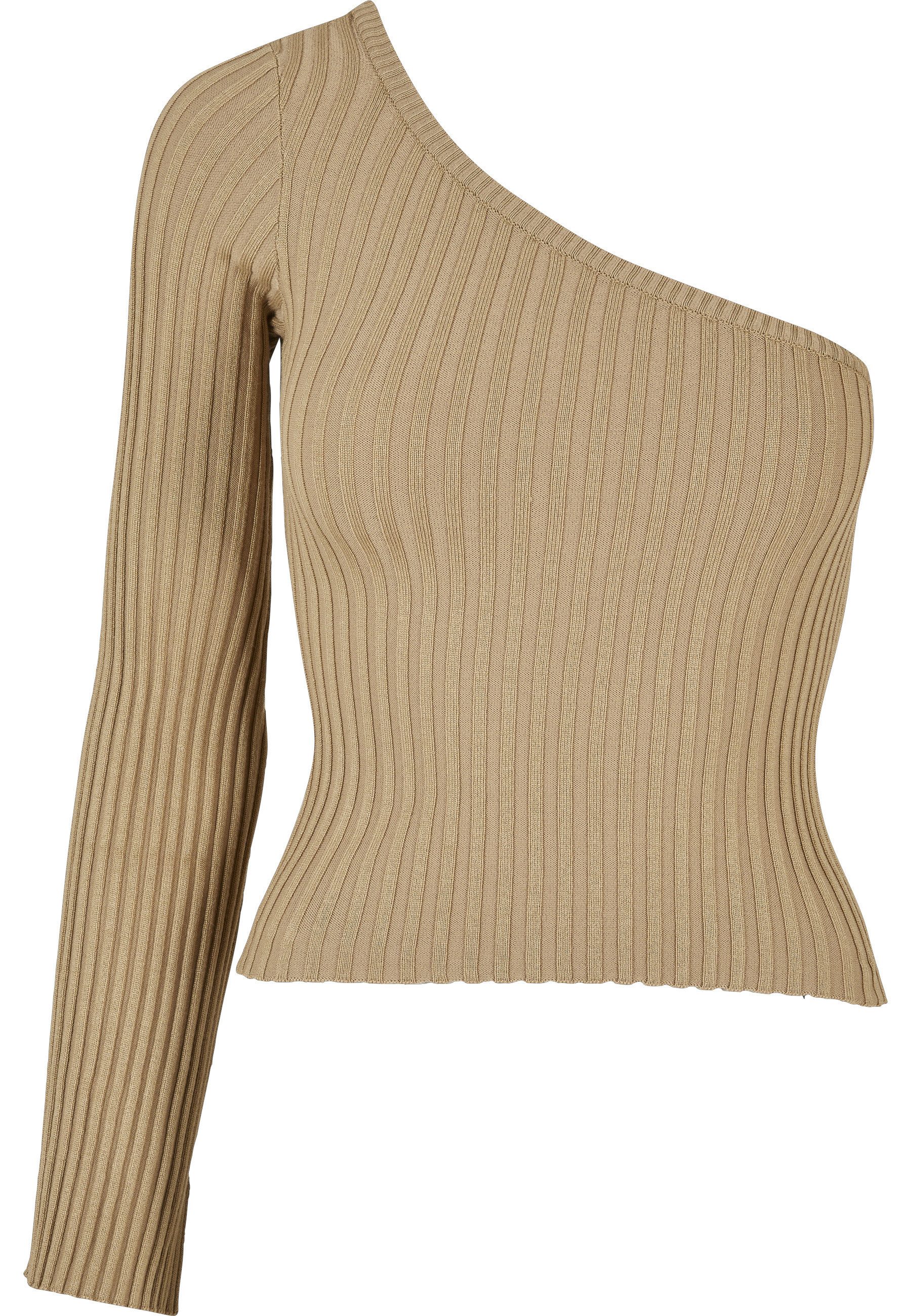 URBAN CLASSICS Fleecepullover Urban Classics Damen Ladies Short Rib Knit One Sleeve Sweater (1-tlg)