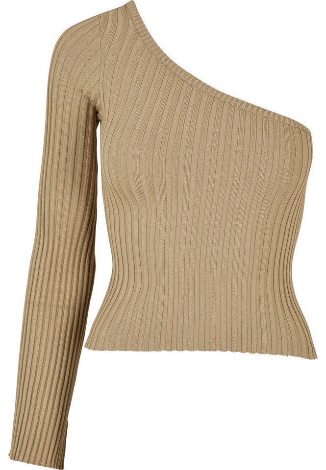 URBAN CLASSICS Rundhalspullover Urban Classics Damen Ladies Short Rib Knit One Sleeve Sweater (1-tlg)