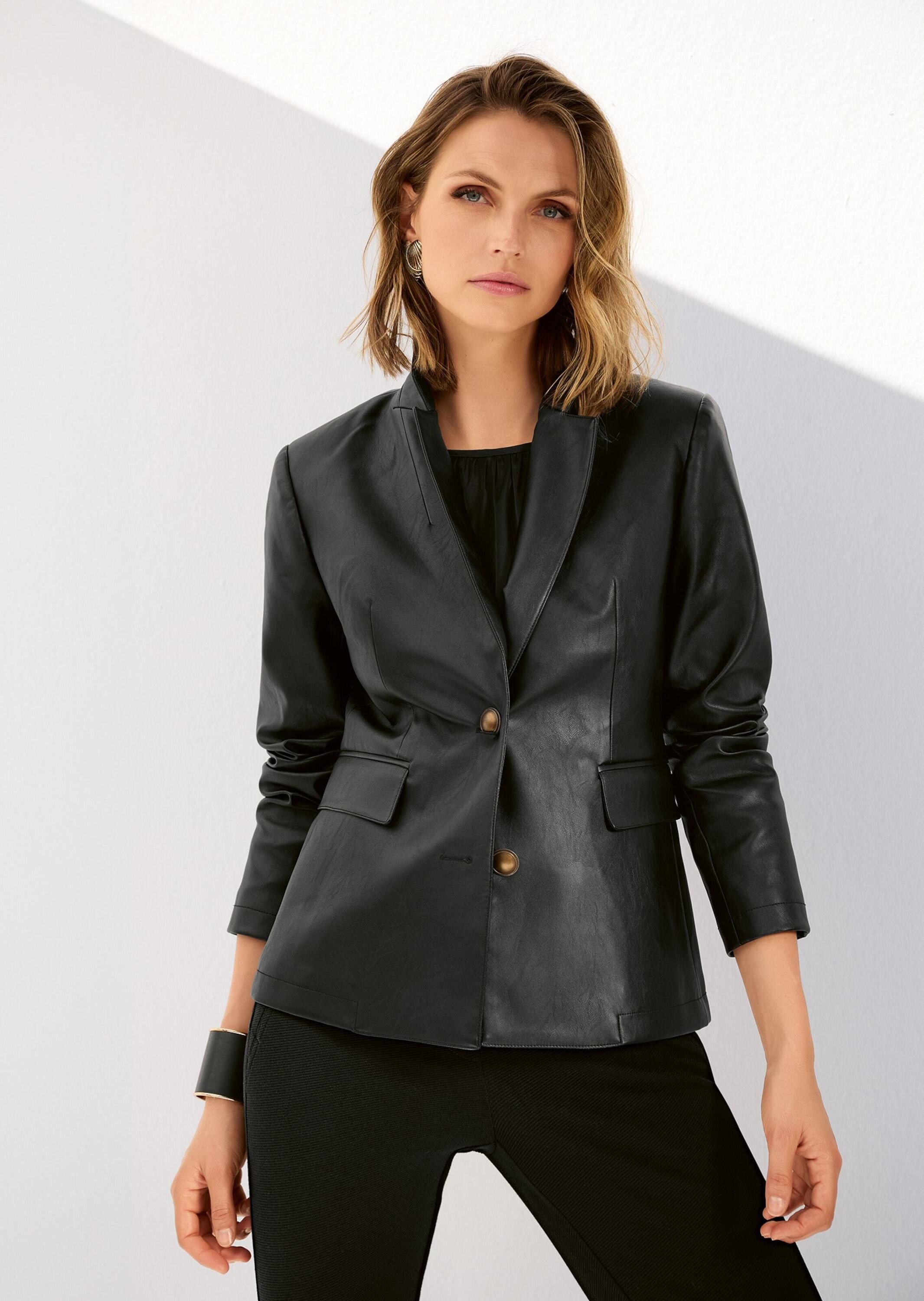 MADELEINE Kurzblazer Blazer aus Leder-Imitat
