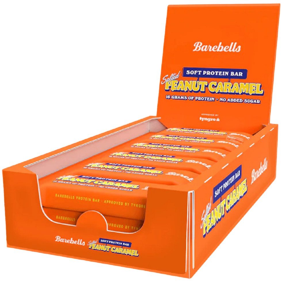 Barebells Barebells Protein Riegel Bar Sport (12 x 55g),Softbar Peanut Caramel Riegel, 12 er Packung à 12,00 St., 660 g, Hoher Proteingehalt, Wenig Zucker