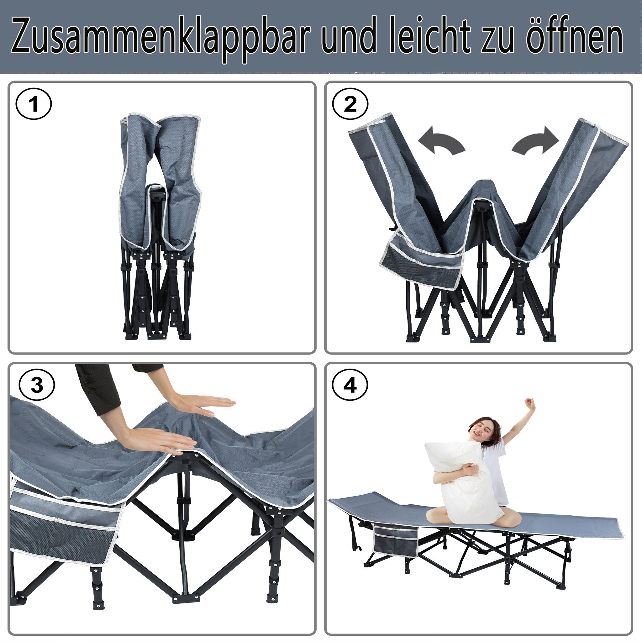 Feldbett Mit Matratze, Gästebett Klappbar Campingbett Mit Tragetasche