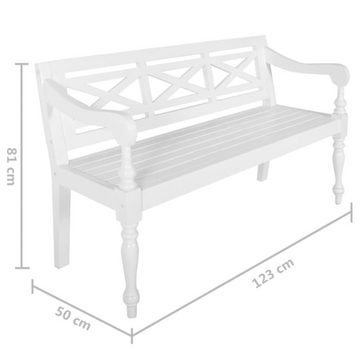 vidaXL Sitzbank Batavia-Bank Weiß 123 cm Massivholz Mahagoni