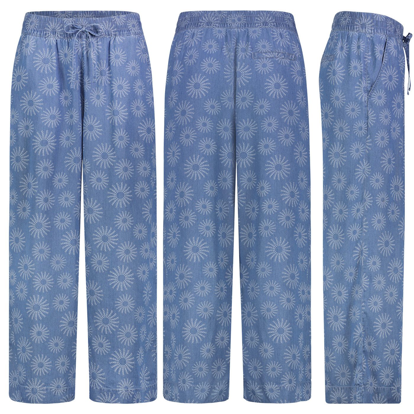 SUBLEVEL Chinos Damen Sommerliche Schlupfhose aus Denim mit weitem Bein Freizeit Hose