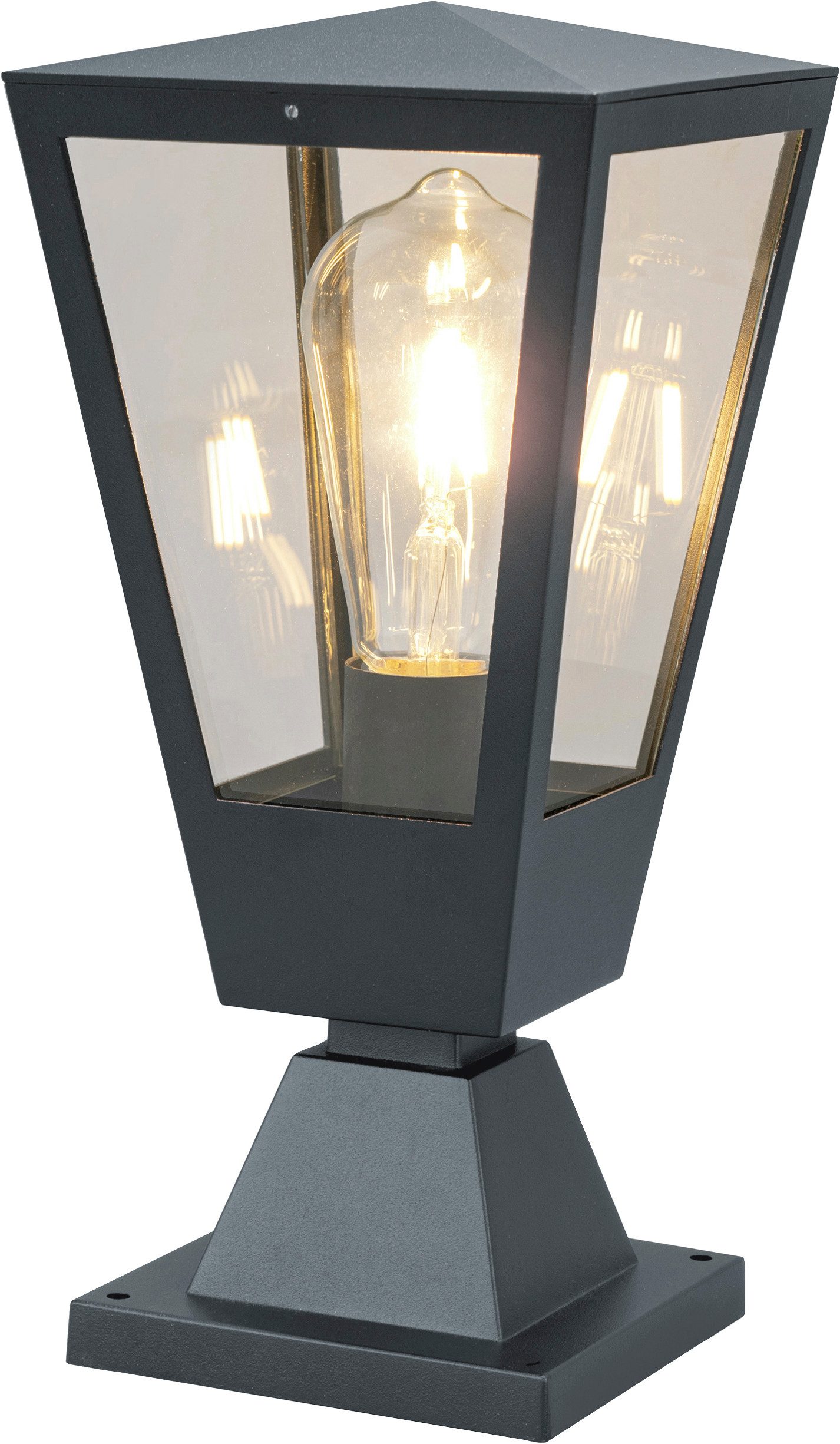 Brilliant Sockelleuchte Westcliff, ohne Leuchtmittel, Sockelleuchte 14 x 14 x 31 cm, E27, Aluminium Glas, anthrazit