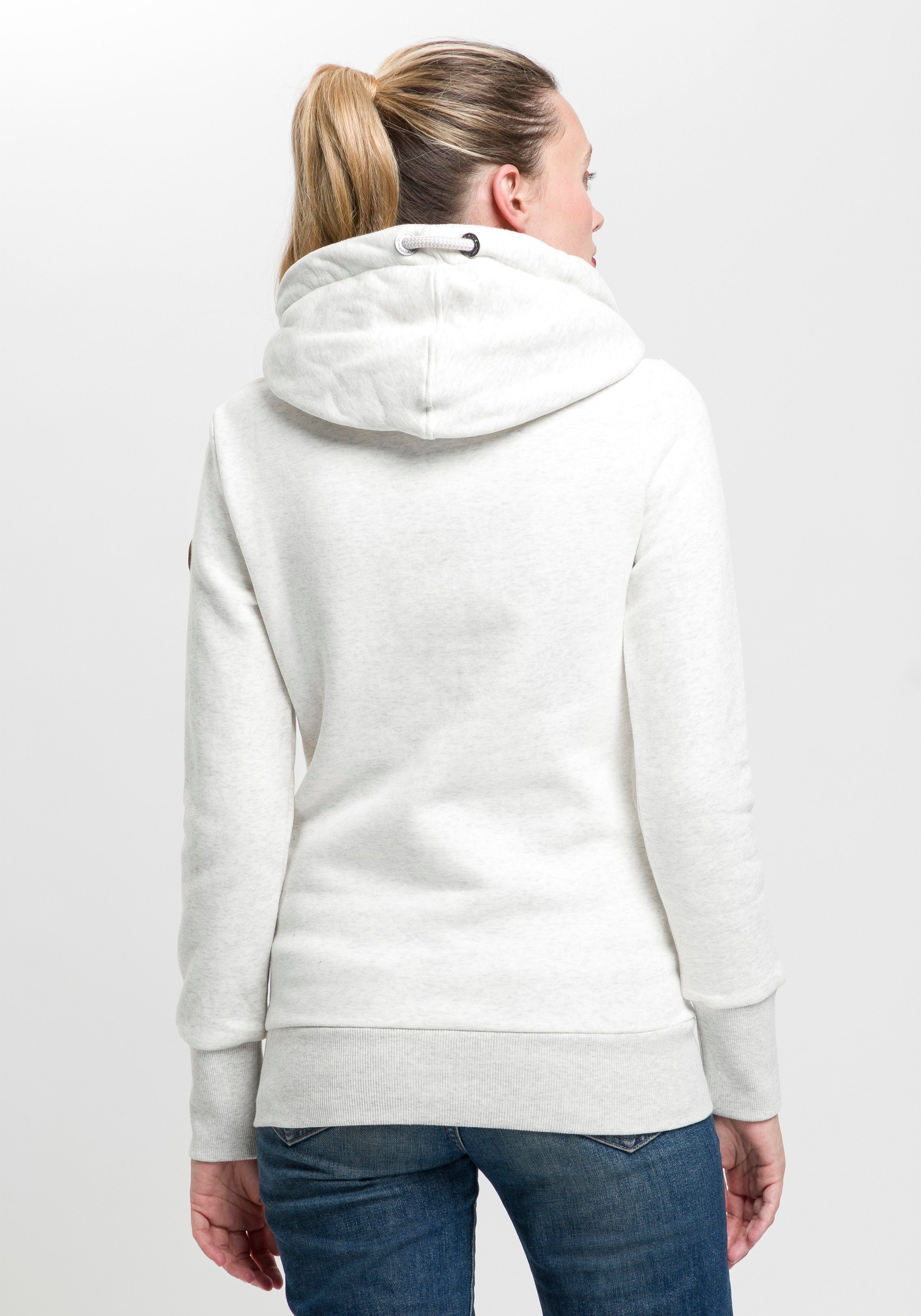 Ragwear Sweatshirt Sweater mit GRIPYBUTTON white Kordel-Akzenten rustikalen 7000