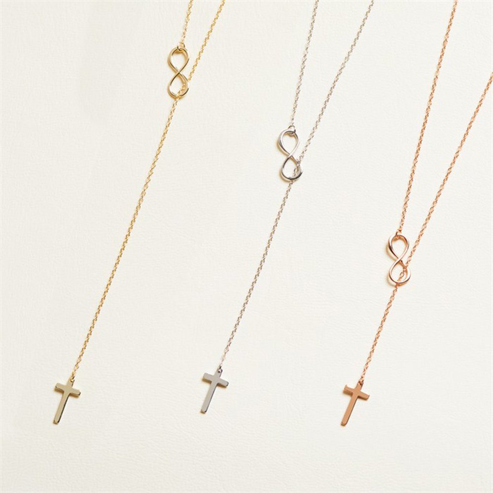 JEWLIX Y-Kette Y-Kette Rosé vergoldet mit Kreuz Infinity Anhänger SN0371 günstig online kaufen