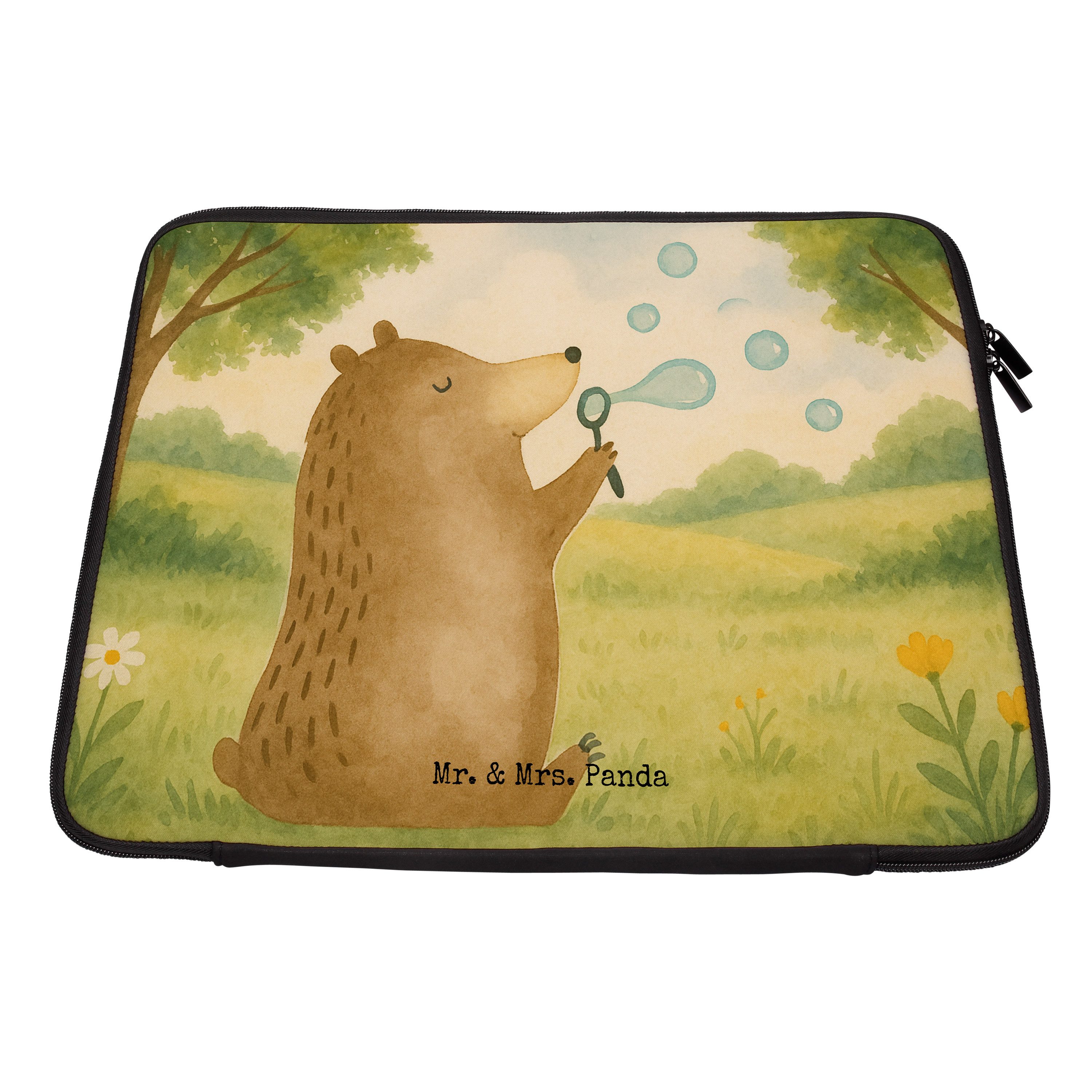 Mr. & Mrs. Panda Laptop-Hülle Bär Seifenblasen Design, Laptop Tasche 17" 40 x 30 cm, Weiß, Teddy, H, Notebook Case Laptop Tasche Laptoptasche
