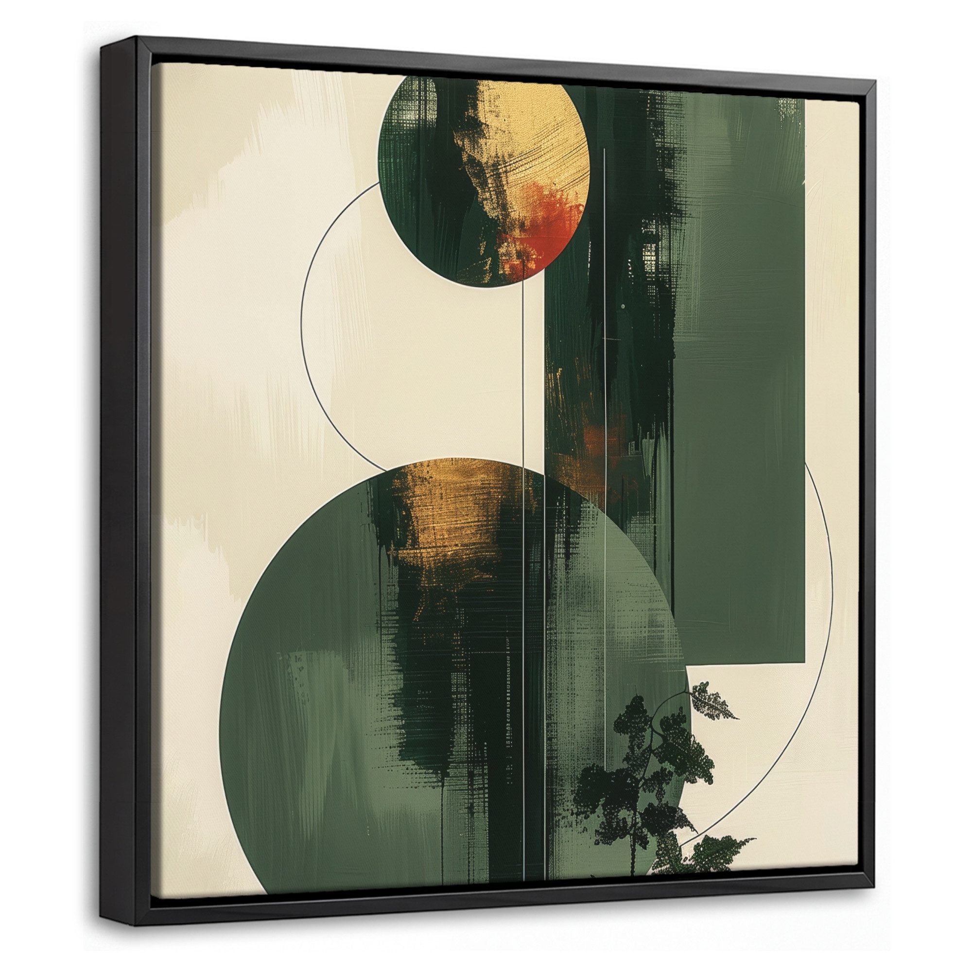 OneMillionCanvasses® Leinwandbild mit Rahmen - Kunst - Kreise - Modern - Abstrakt, Fotodruck (1 St), Leinwand Bilder Klein, Wand Dekoration Aesthetic 20x20cm