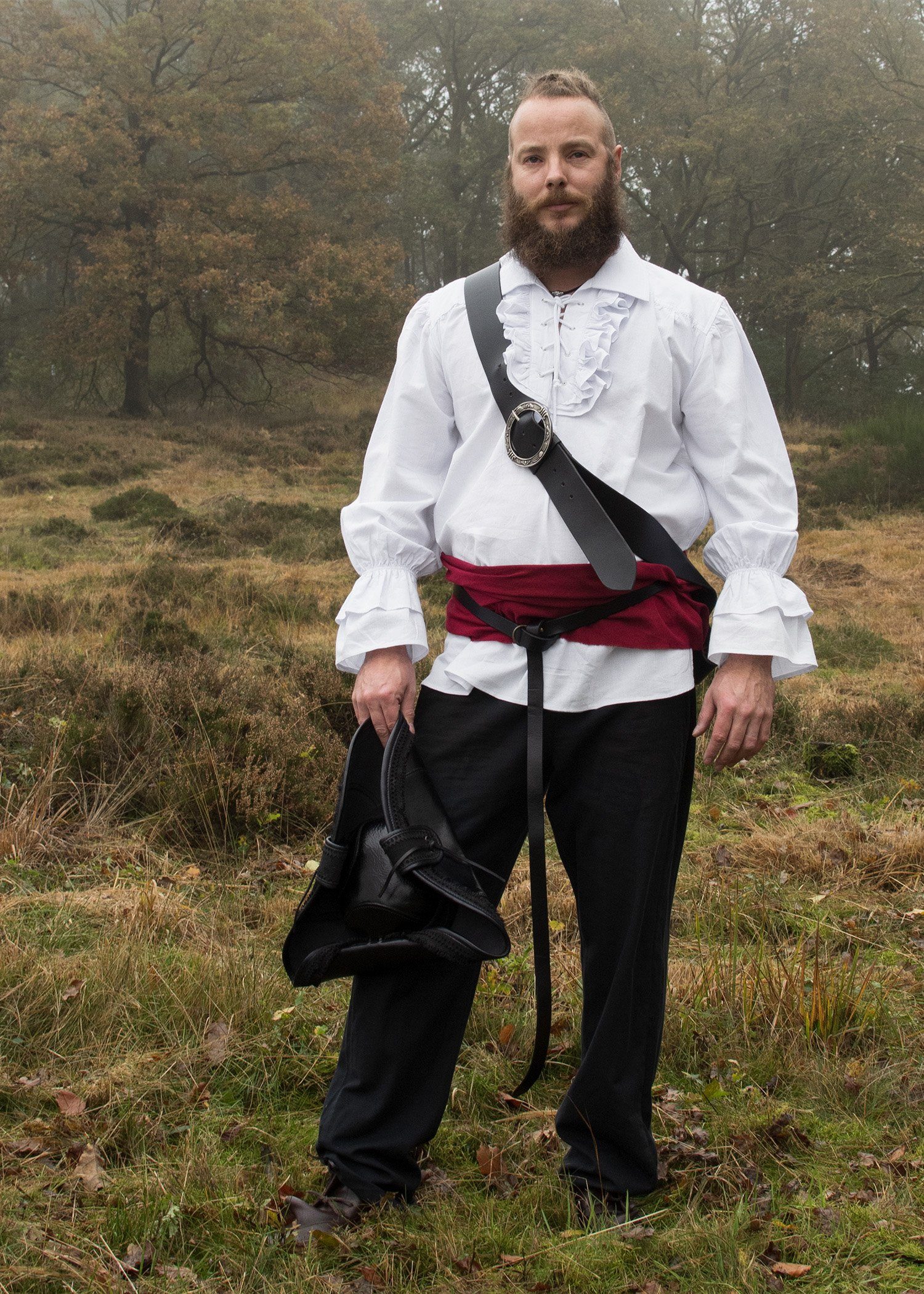 Battle Merchant Wikinger-Kostüm Mittelalter Piratenhemd weiß "Henry" Gr. L