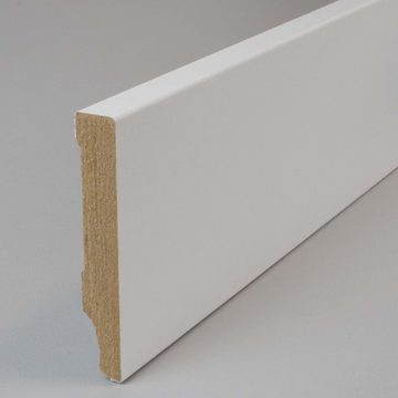 PROVISTON Sockelleiste MDF, 10 x 58 x 2500 mm, Weiß, Fußleiste, MDF foliert