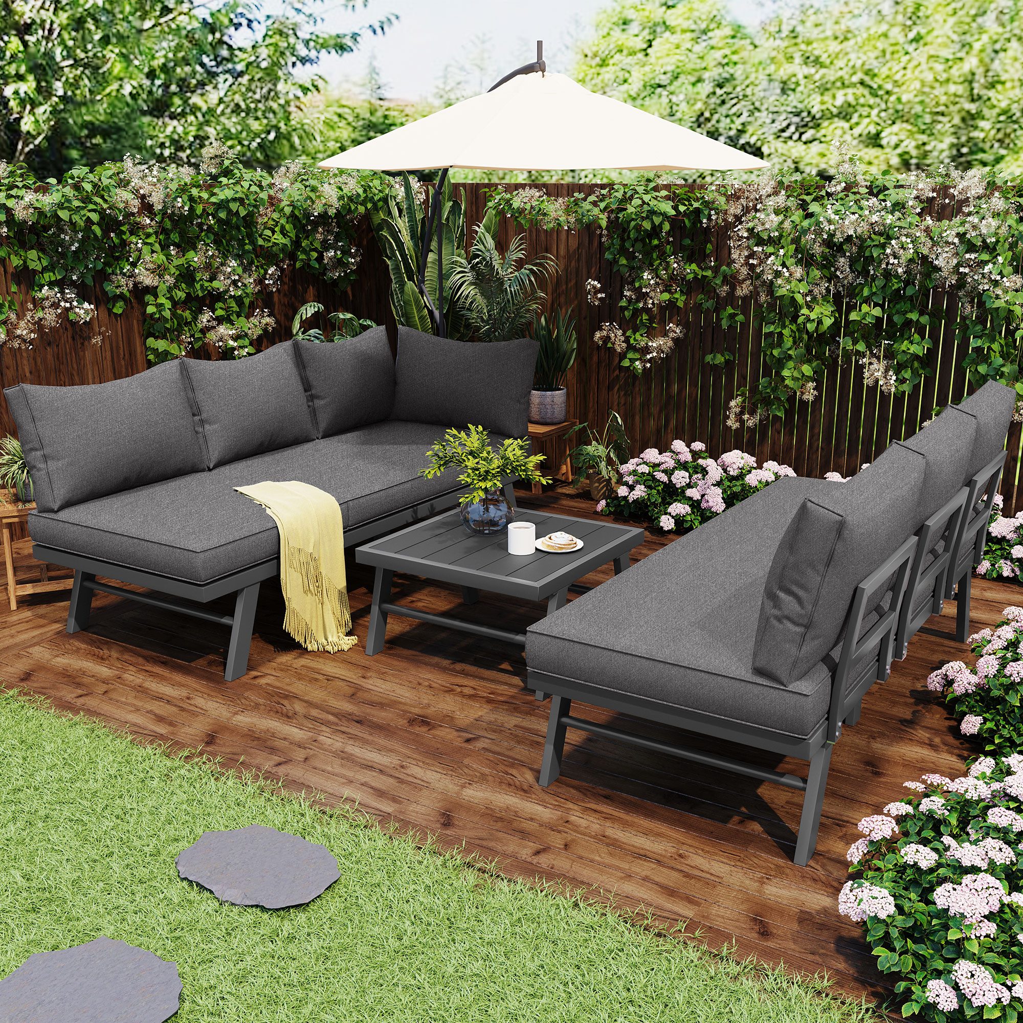 Merax Gartenlounge-Set für 6 Personen, Balkonset, günstig online kaufen