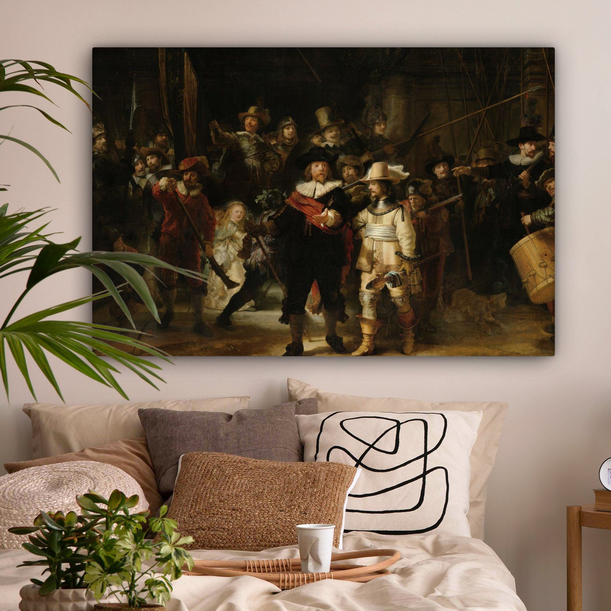 Kunst Wohnbereiche, Alte Die cm OneMillionCanvasses® XXL, 120x80 - Rembrandt, alle Meister für großes, Nachtwache - (1 Wandbild Gemälde Gemälde, St), -