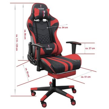 TRISENS Chefsessel Thanos (einzeln), Gaming Stuhl mit flexiblen Armlehnen Bürostuhl im Racing-Design