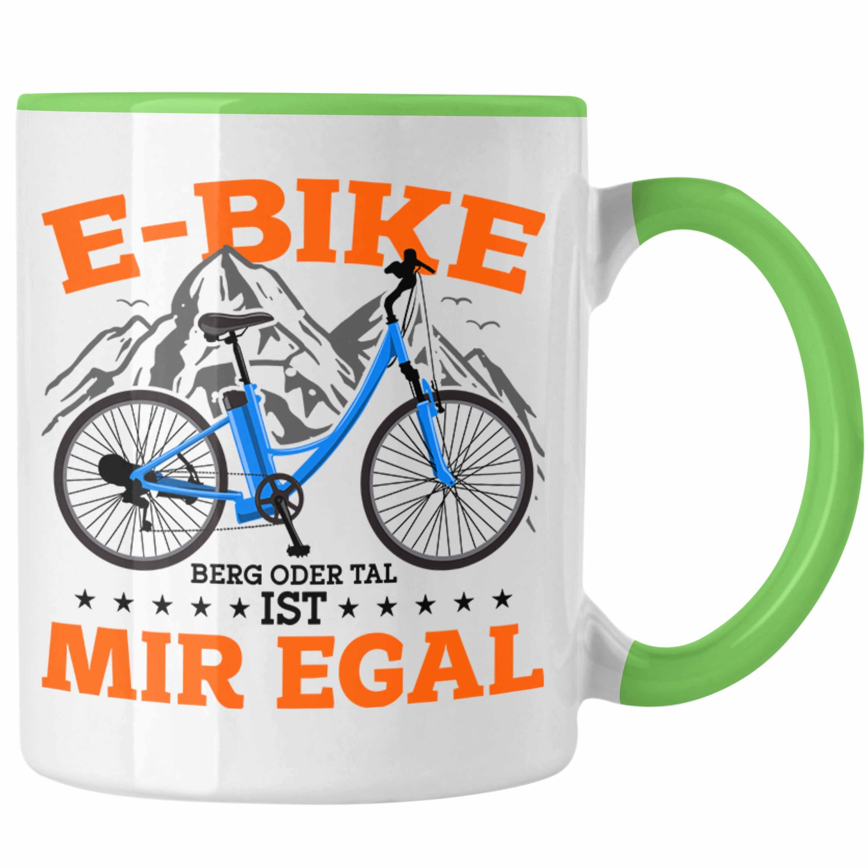 Trendation Tasse Lustige Tasse E-Bike Fans Geschenk E-Bike Sprüche Geschenkidee Grün