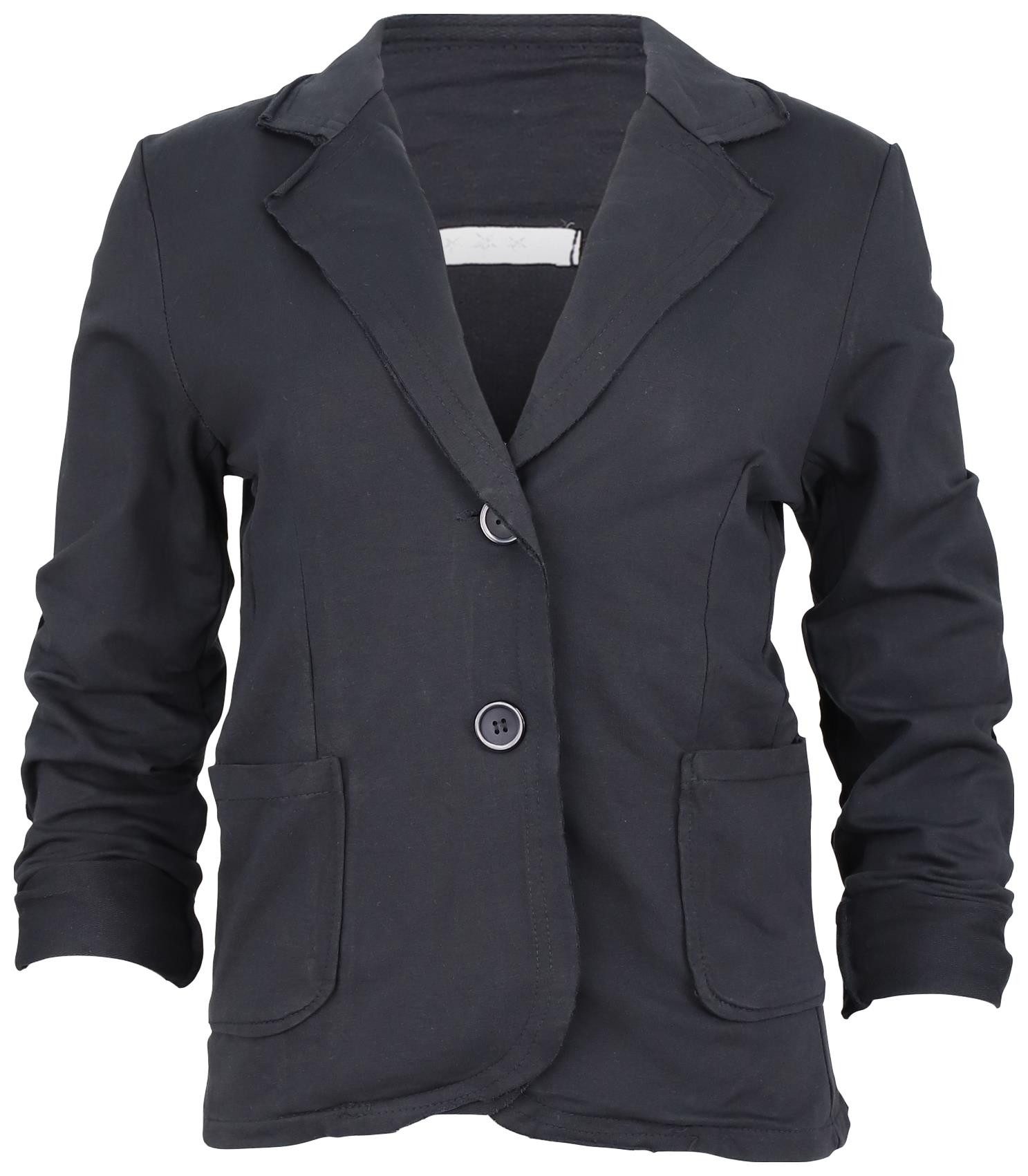 malito more than fashion Jackenblazer malito Damen Blazer klassisch, Sakko im Basic Look, Kurzjacke mit Sweat Blazer Jacke in Used Look Optik – Bild 4 von 5