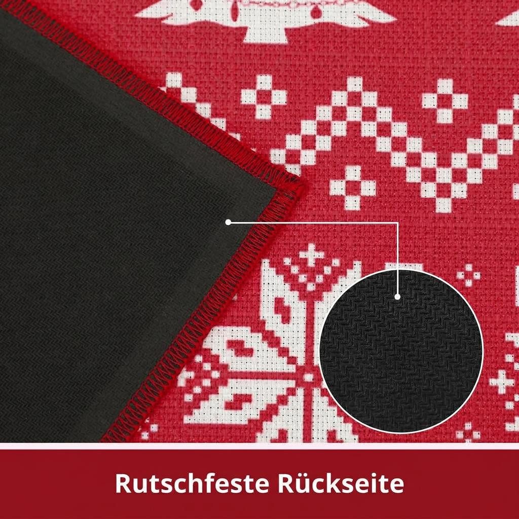 GarveeMore Küchenläufer 2‑teiliges rotes Weihnachts‑Teppich‑Set 40×60/40×120 cm, rutschfest, waschbar für Küche, Eingang & Wohnzimmer, Festdeko Teppich – Bild 5 von 5