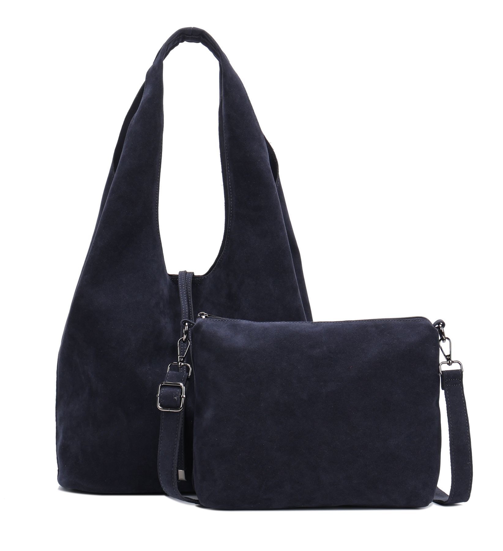 Schultertasche Damen Tasche Set 2in1 Shopper Hobo Bag Handtasche Crossbody Velours