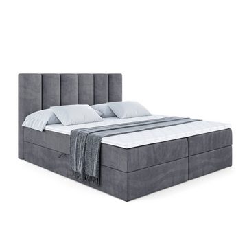 ALTDECOR Boxspringbett BOXI1 (Multipocket-Matratze H4, H3 Matratze Bonellfederung, Topper, Kopfteil)