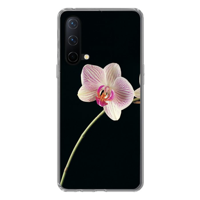 MuchoWow Handyhülle Orchidee - Blumen - Schwarz - Rosa - Knöpfe Phone Case Handyhülle OnePlus Nord CE 5G Silikon Schutzhülle