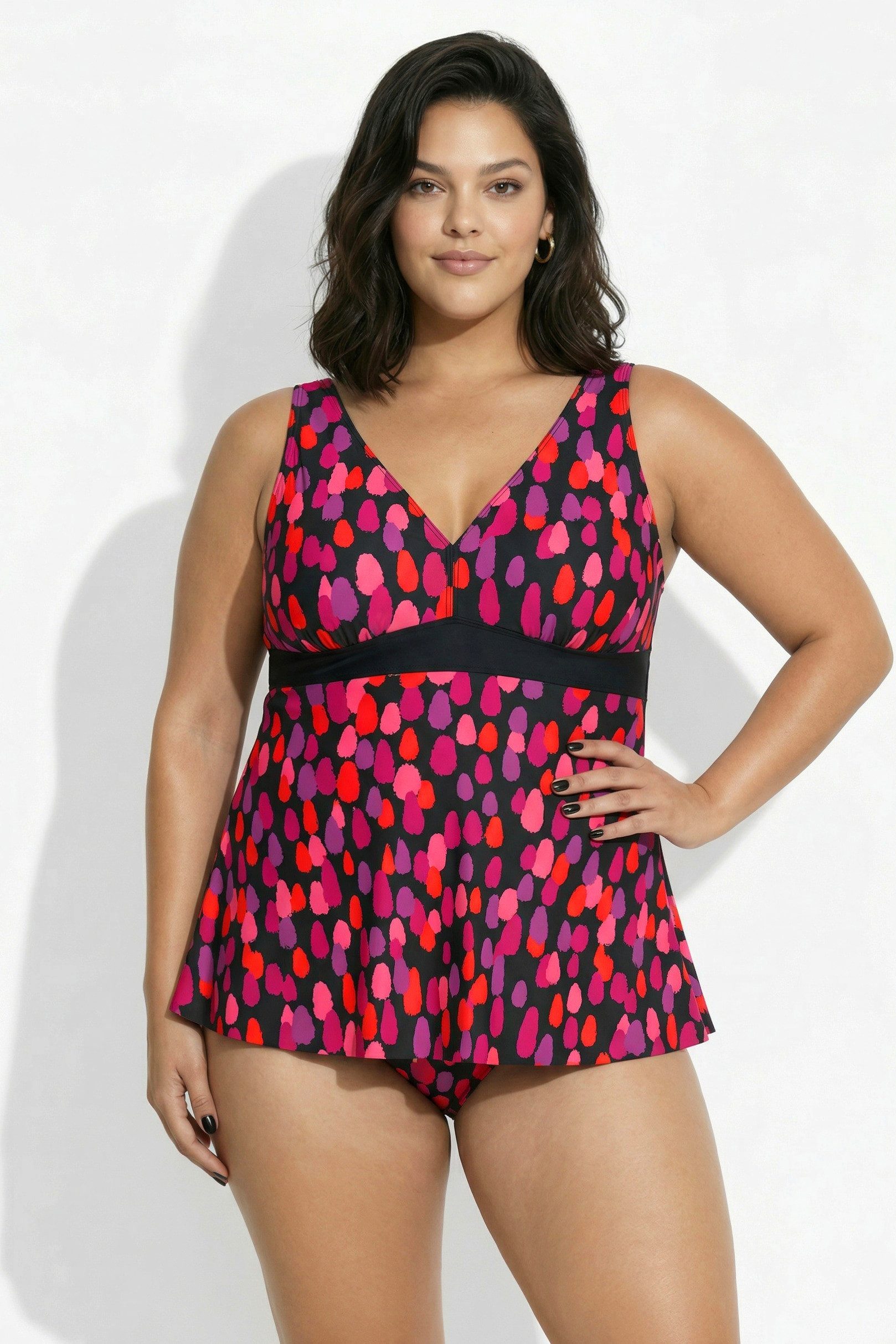 Ulla Popken Badekleid Badekleid Punkte Softcups recycelt