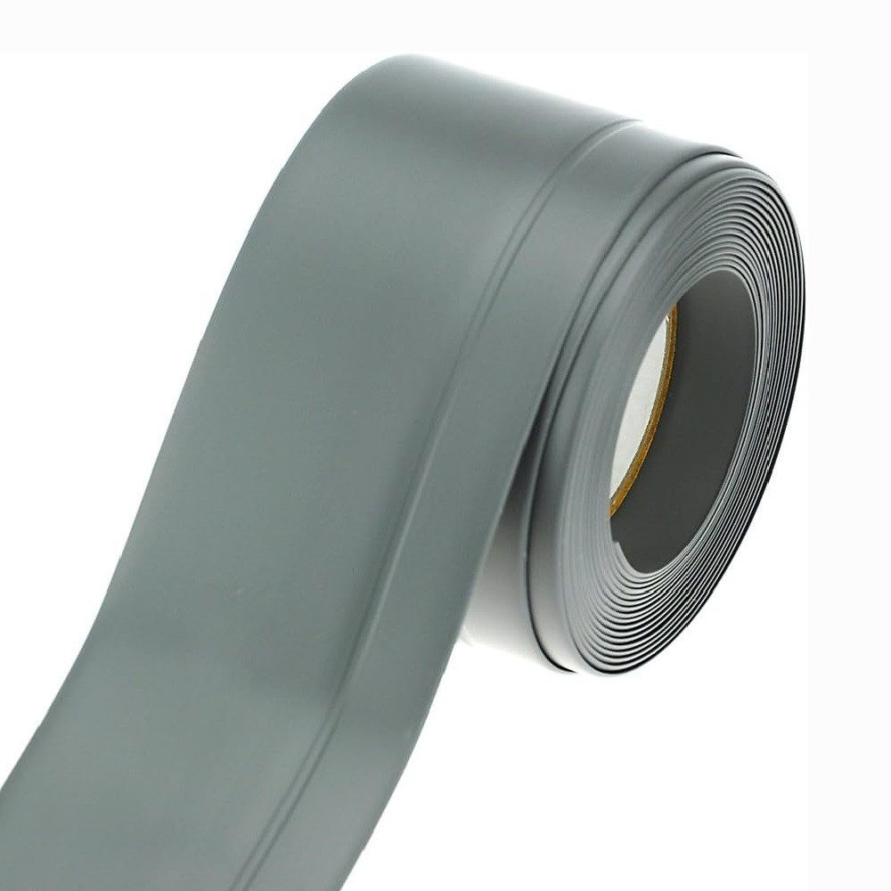 mako Sockelleiste Weichsockelleiste Kantenschutz Zuschneibar, L: 2500 cm, H: 1.5 cm, weich, selbstklebend, 25m x 45 mm x 15 mm, Dunkelgrau