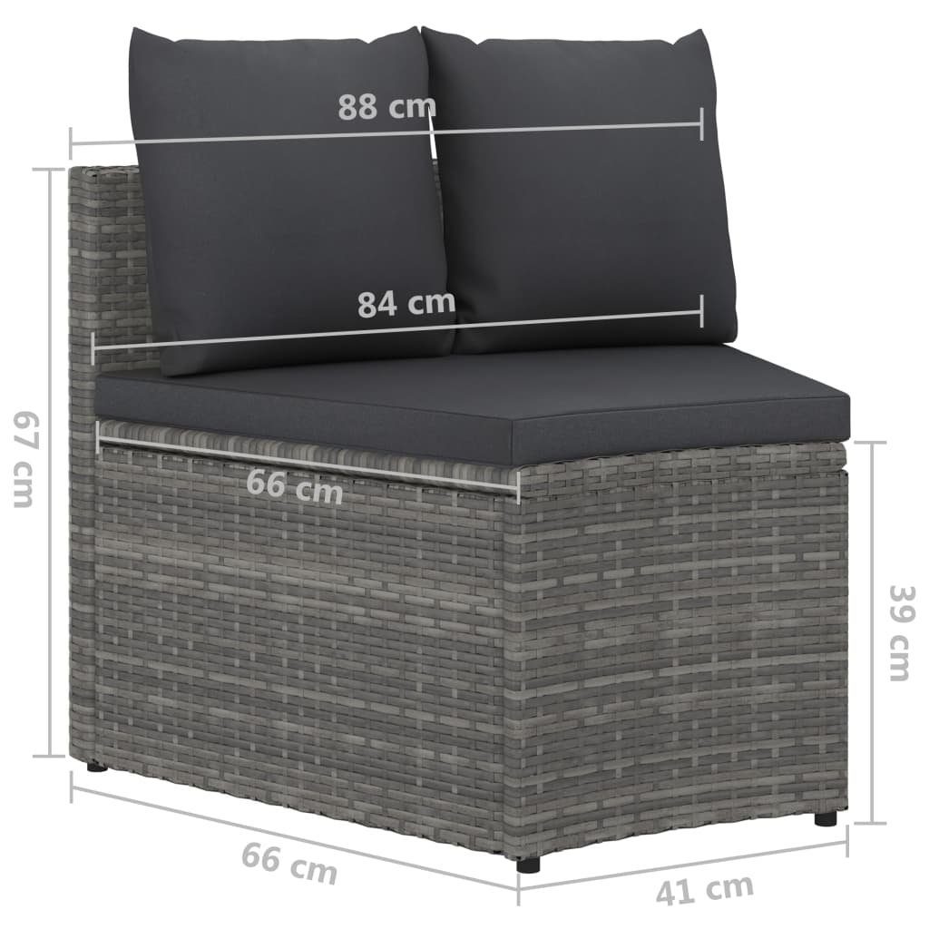 Rattan Auflagen Loungesofa 2-tlg. Garten-Sofagarnitur Teile Grau, 2 vidaXL Poly mit