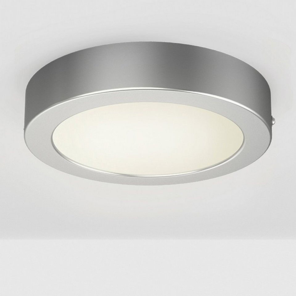 B.K.Licht LED Aufbaustrahler Garnet, LED fest integriert, Warmweiß, Aufputz-Deckenlampe,  230V, Wand-Leuchte, Panel, Deckenleuchte, silber