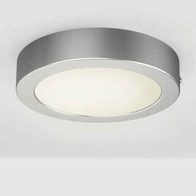 B.K.Licht LED Aufbaustrahler Garnet, LED fest integriert, Warmweiß, Aufputz-Deckenlampe, 230V, Wand-Leuchte, Panel, Deckenleuchte, silber